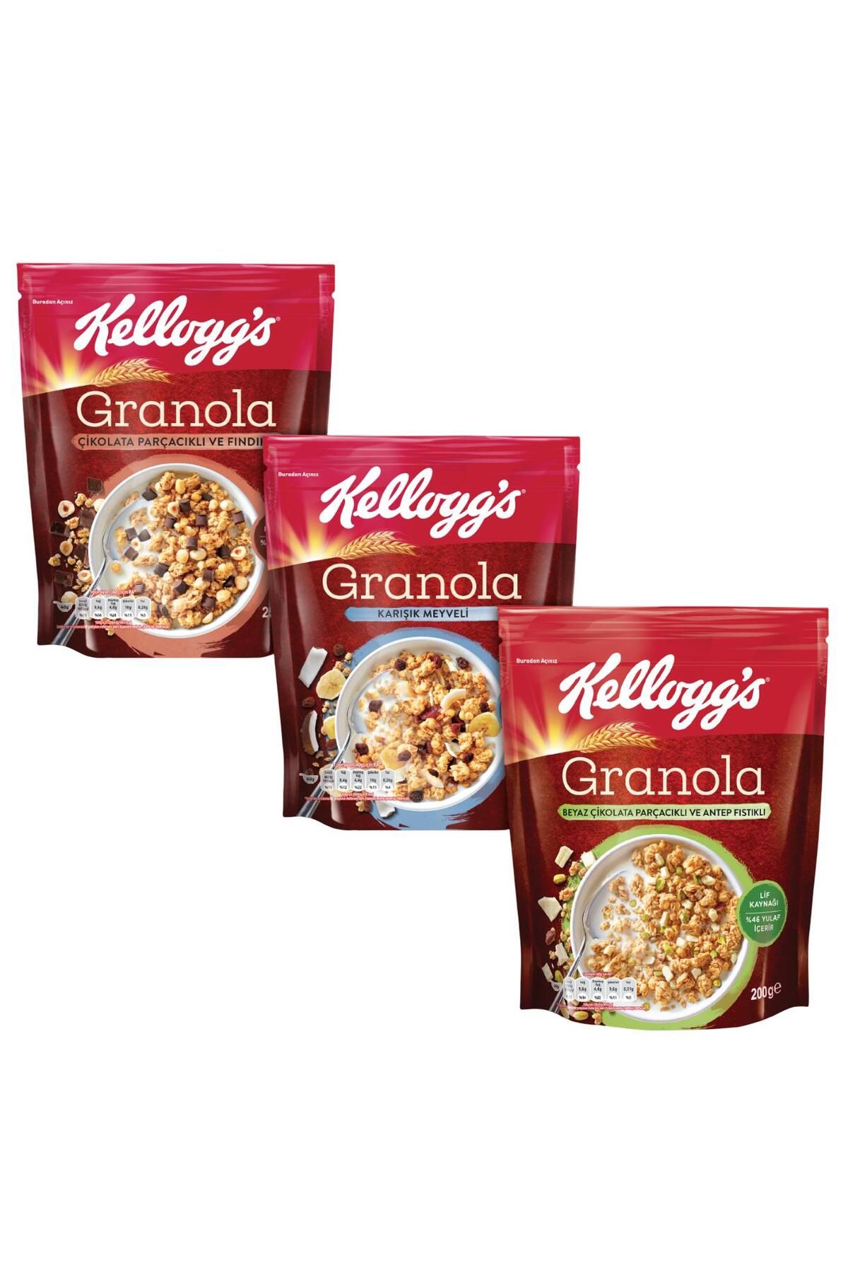 Kellogg's Kellogg’s 3’lü Granola Paketi,çikolata Parçacıklı&fındık,karışık Meyveli,antep Fıstıklı&beyaz Çikola