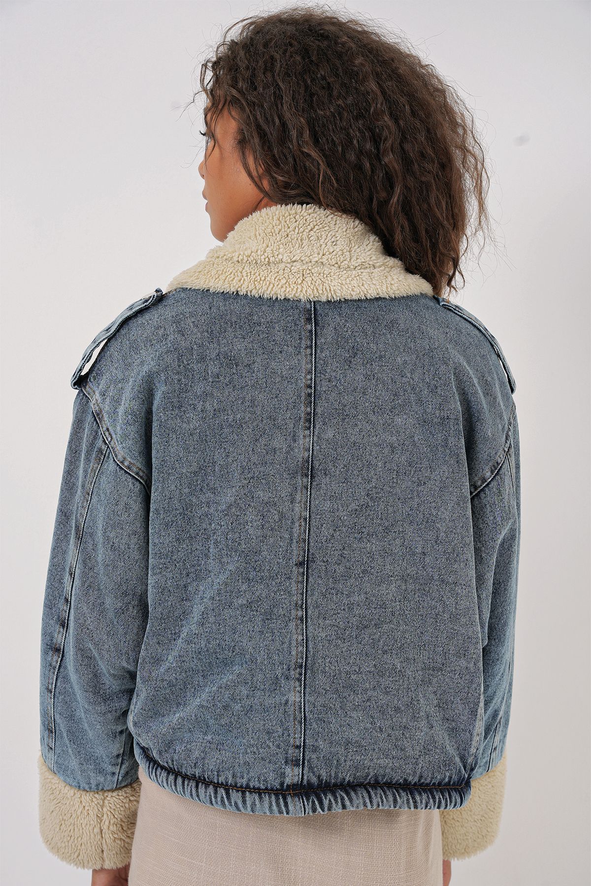 Bigdart-Blue 0711 Model Shearling Denim Jacket 6