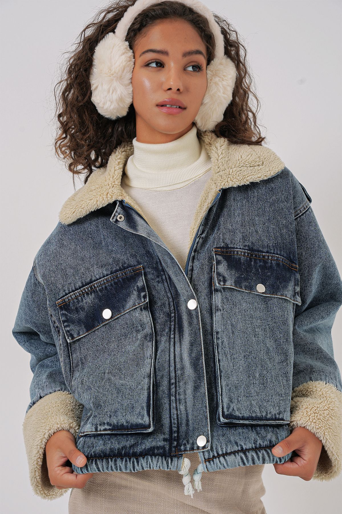 Bigdart-Blue 0711 Model Shearling Denim Jacket 4