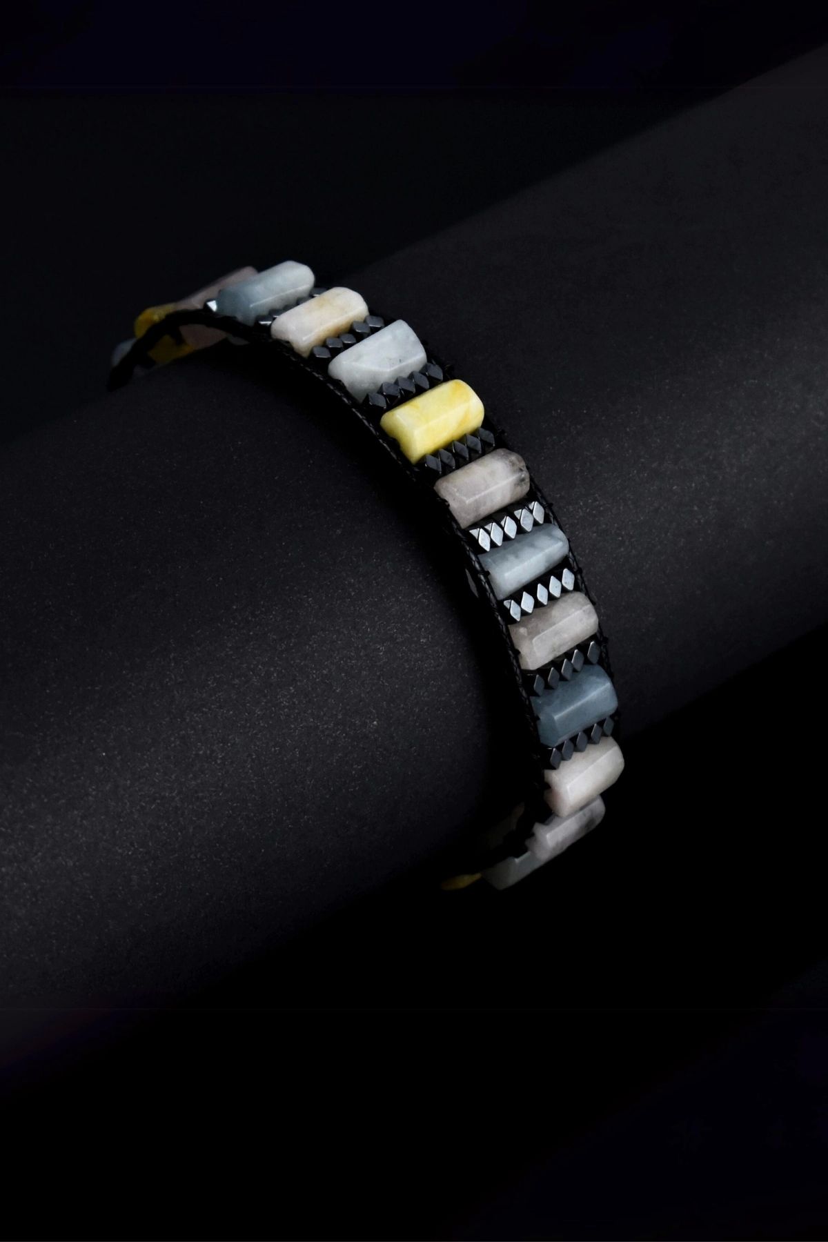 Seven Art Jewelry-Natural Stone Bracelet, Morganite Bracelet, Cylinder Bracelet, Men's Bracelet, Women's Bracelet 3