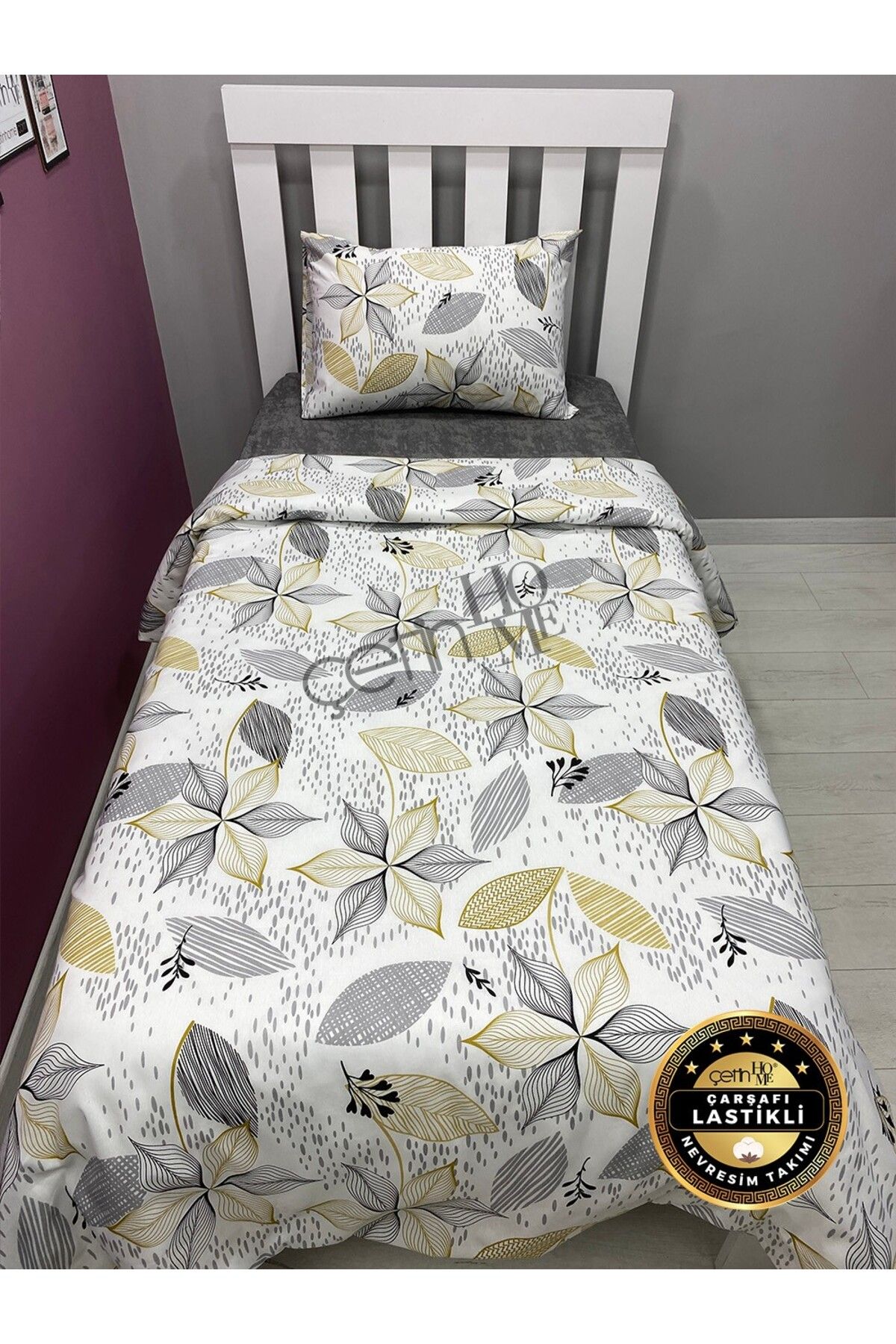 Çetinhome-Single Duvet Cover Set with Elastic Sheet Lara 6