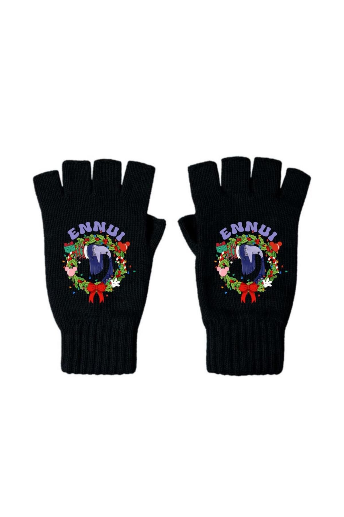 Aesthia Migalondon Personaje Cu Fața Inversă Cu Imprimeu Înfundat Mănuși De Cuplu Unisex Cu Decupaj Negru Unisex - LSTD