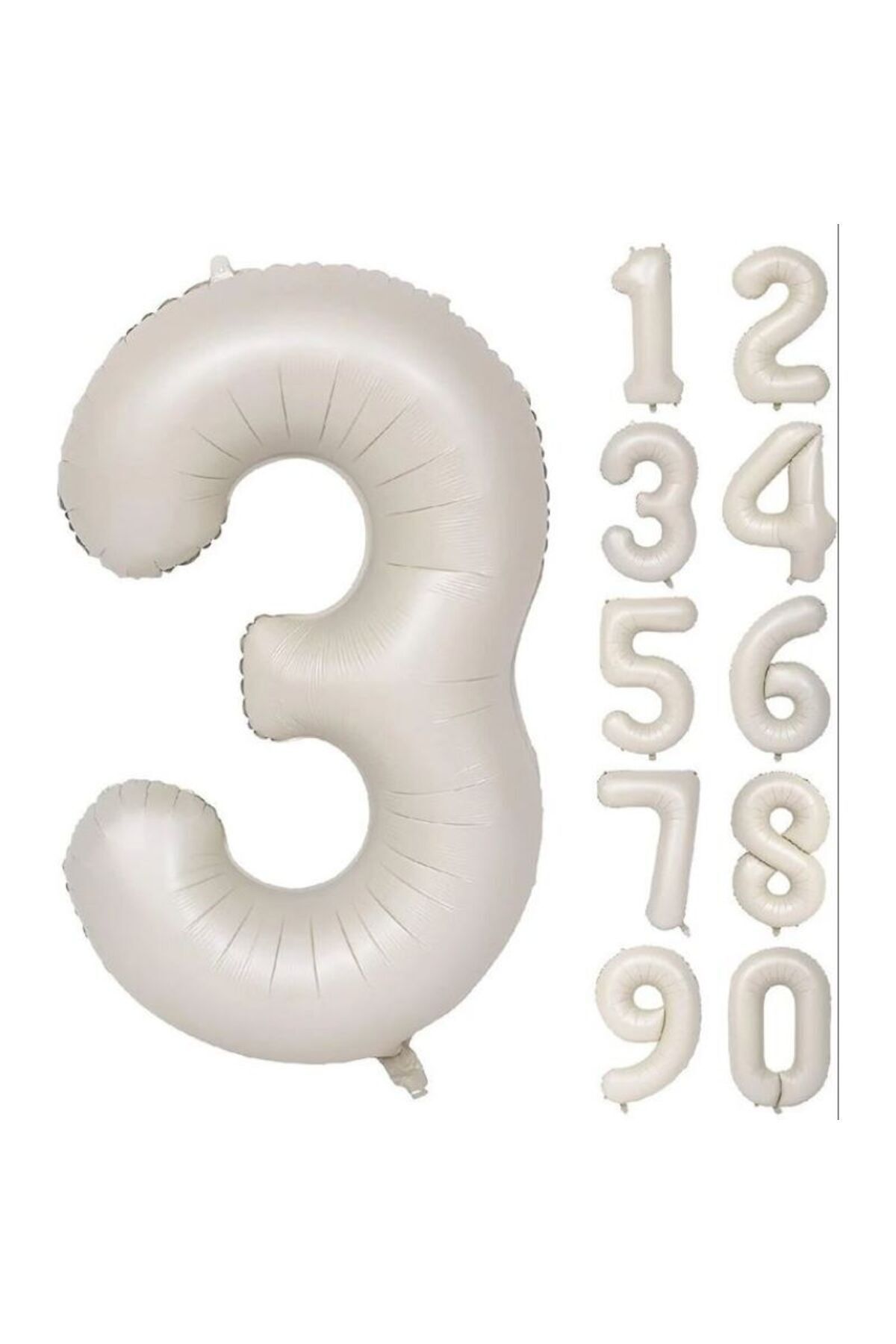 Store Folyo Balon 3 Rakamı Helyum Balon 76 Cm Krem Renk - 3 Yaş Balon - 3 Rakam Balon-deniz Kumu-bej Rengi