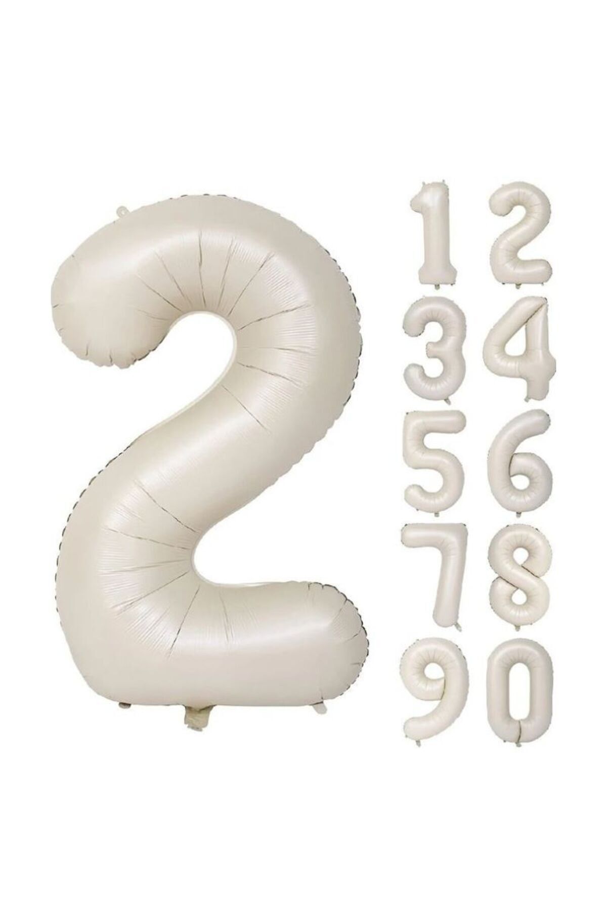 Store Folyo Balon 2 Rakamı Helyum Balon 76 Cm Krem Renk - 2 Yaş Balonu - Doğum Günü Parti Seti Malzemeleri