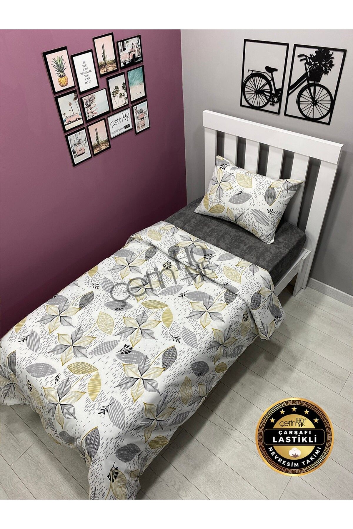 Çetinhome-Single Duvet Cover Set with Elastic Sheet Lara 1