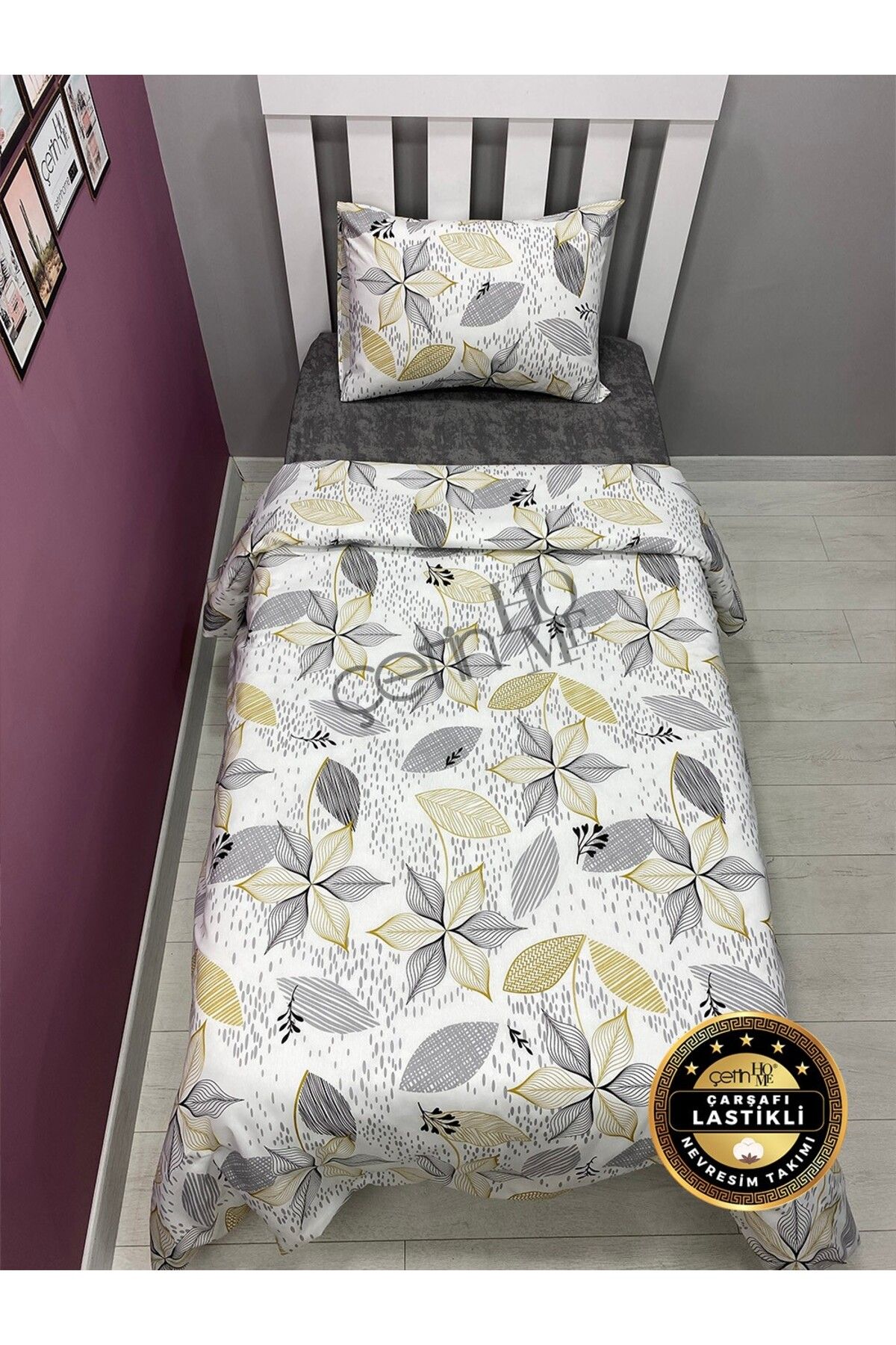 Çetinhome-Single Duvet Cover Set with Elastic Sheet Lara 4