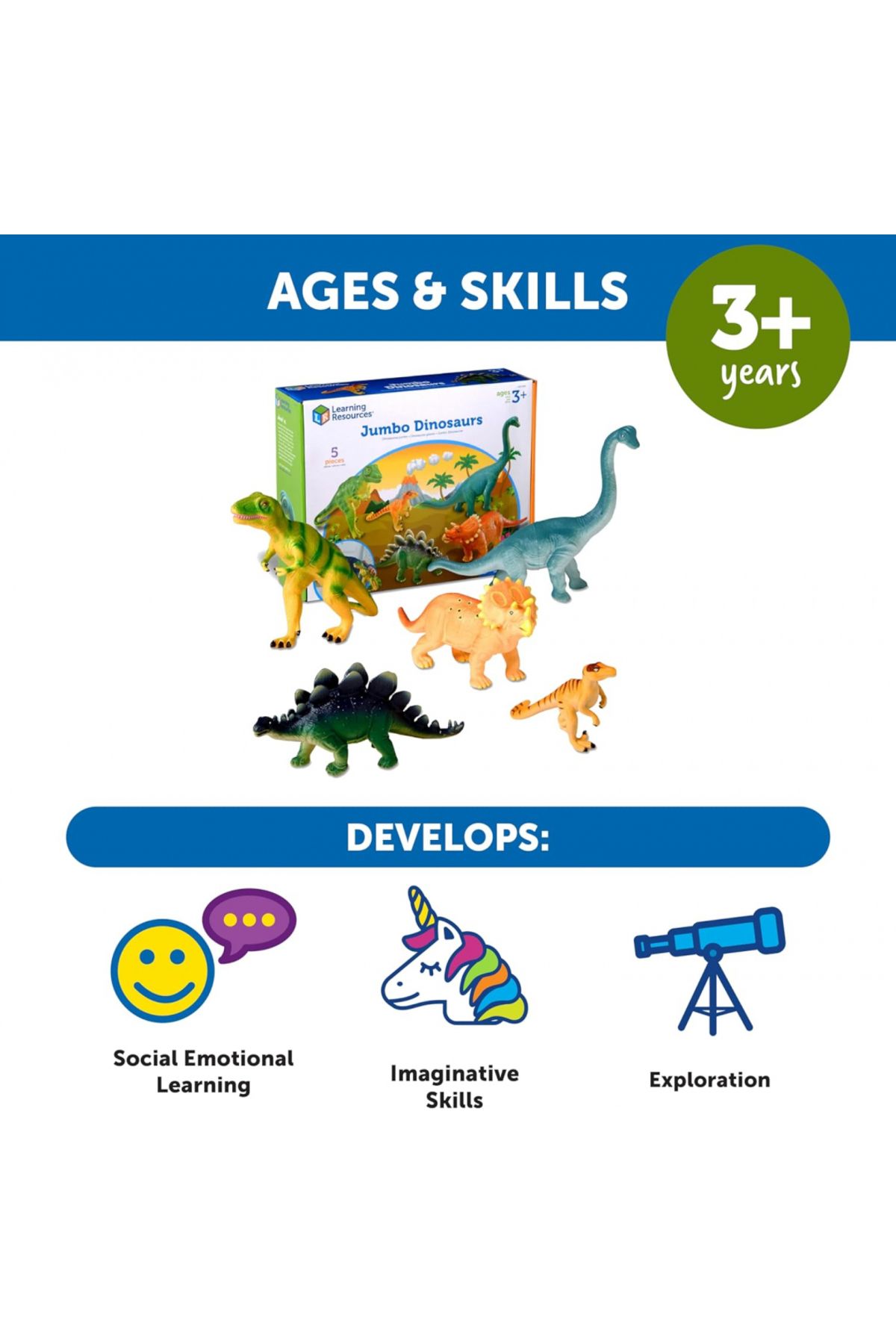 Learning Resources-Jumbo Dinosaurs - Set 1-LER0786 5