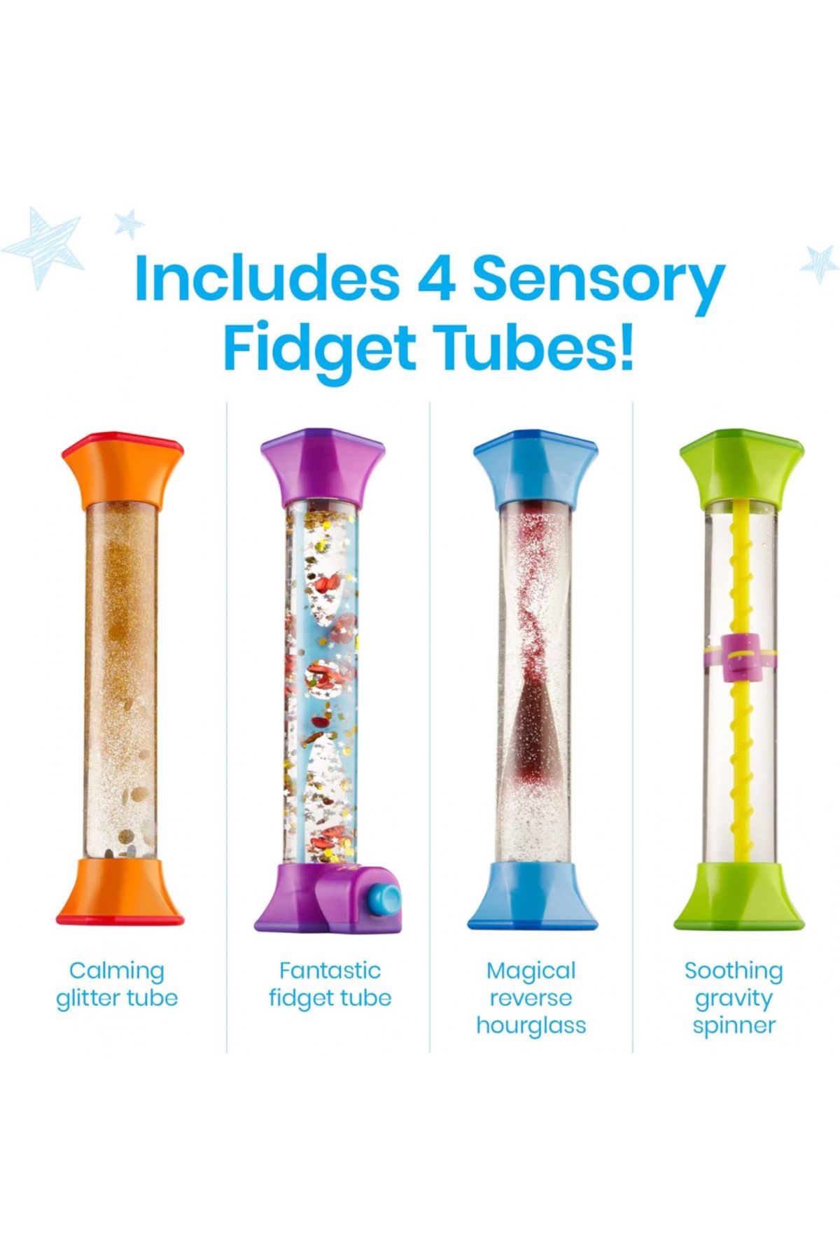 Learning Resources-Sensory Fidget Tubes, Set of 4-92419 2