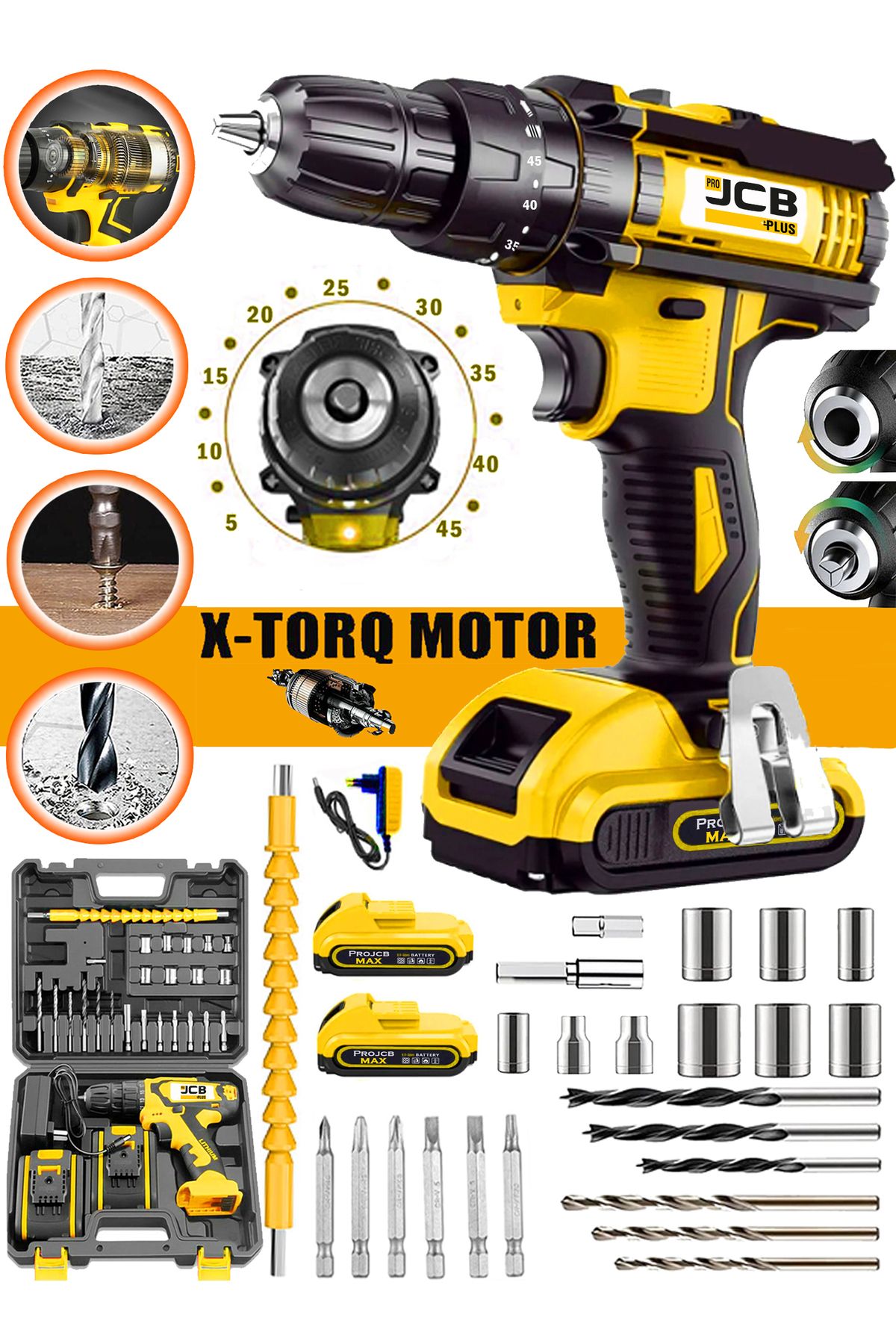 Eisenn Germany Technology Drive 328 Vf 20 Ah Çift Akülü Metal Şanzuman Şarjlı Vidalama Matkap Uç Set Hediye