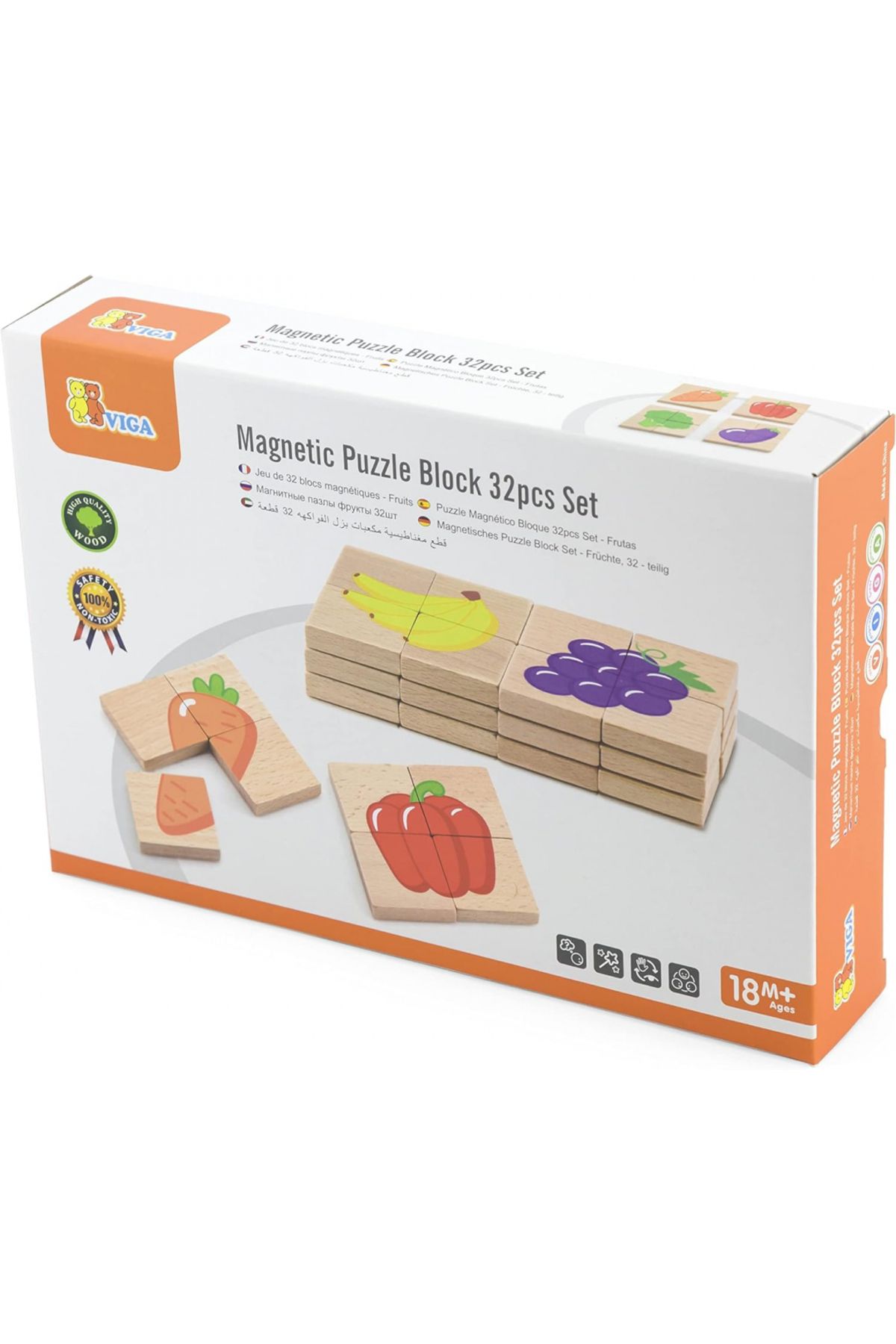 Viga-Magnetic Fruits Block Puzzle 32-Pieces Set 2