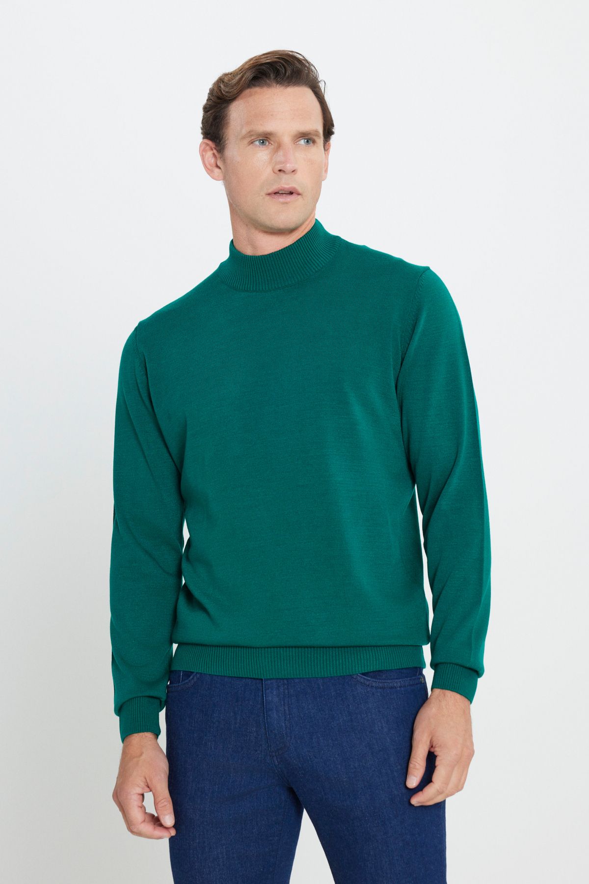 AC&Co / Altınyıldız Classics-Men's Brown-Green 2-Pack Standard Fit Regular Cut Half Turtleneck Basic Knitwear Sweater 7