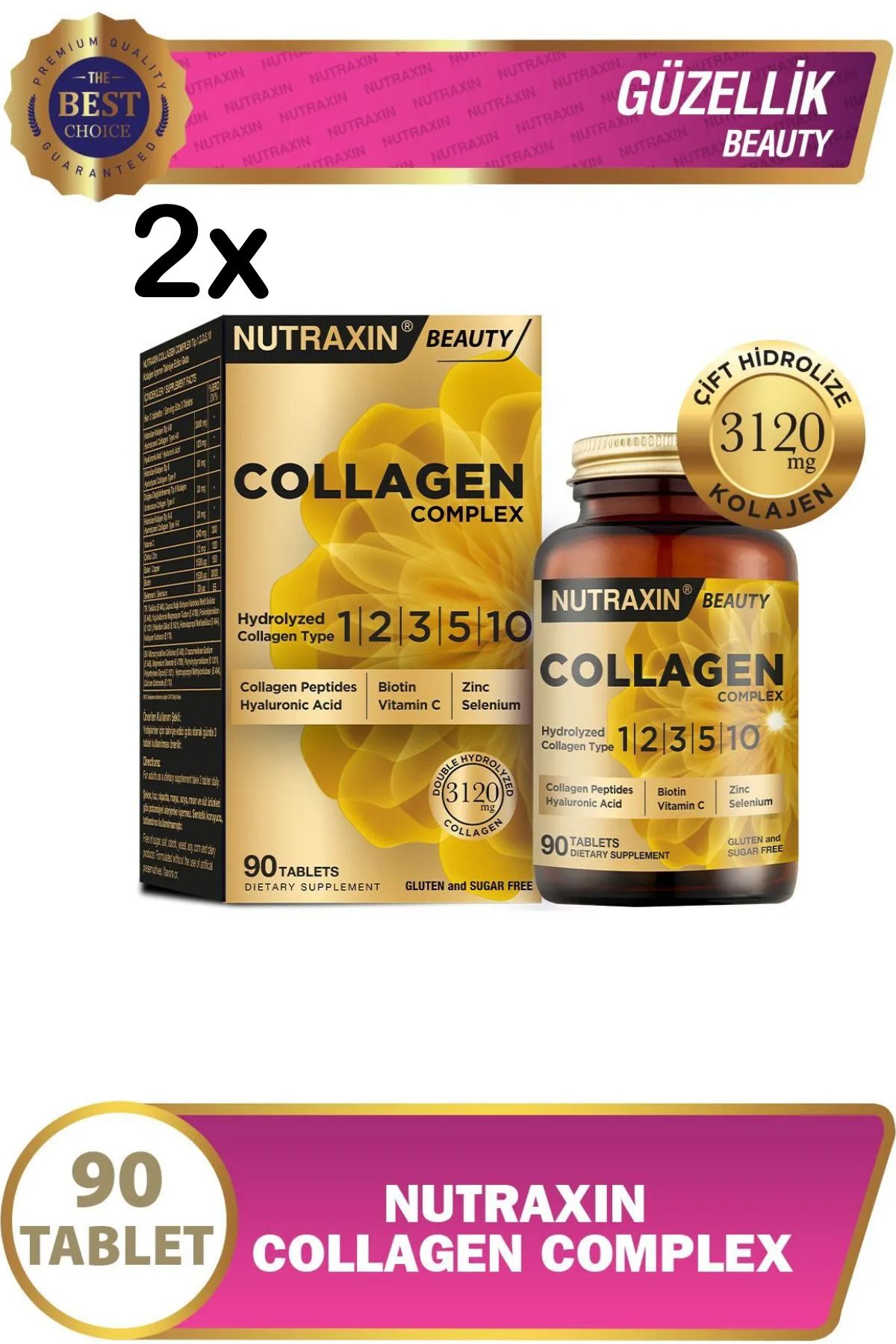 Nutraxin Hidrolize Collagen Tip 1-2-3-5-10 Complex 2X90 Tablet