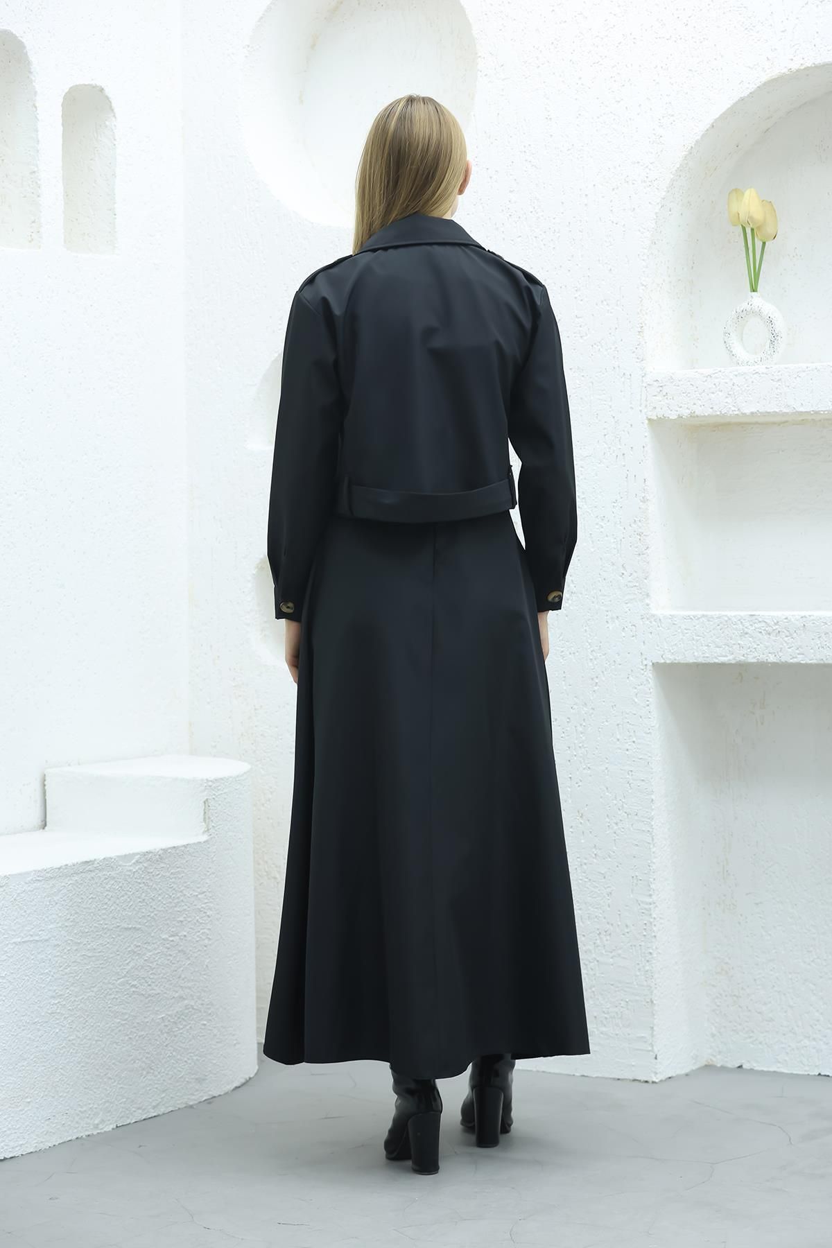 QUBERZ-Black Bondit Skirt Suit 5