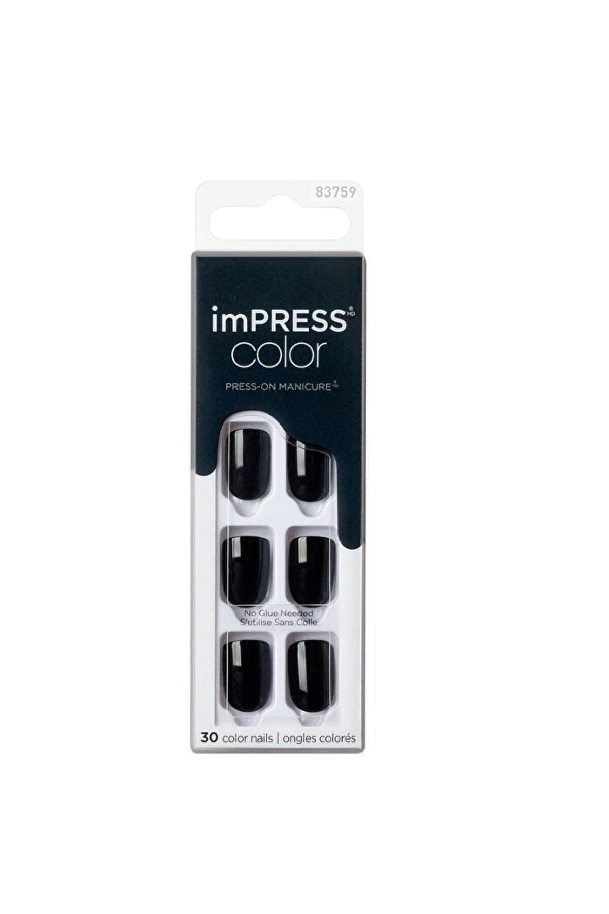 Impress Color Kendinden Yapışkanlı Takma Tırnak Kısa - All Black - 1 Adet