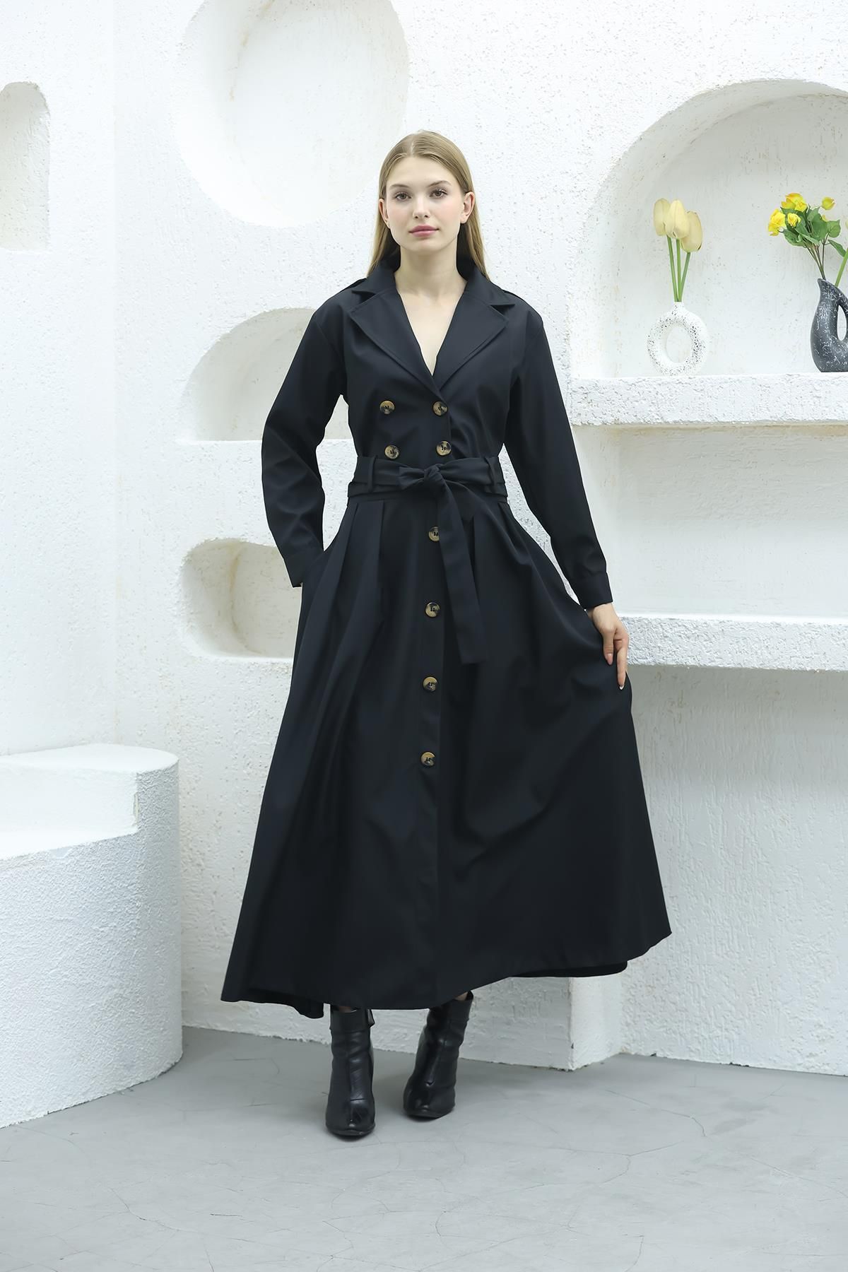 QUBERZ-Black Bondit Skirt Suit 4