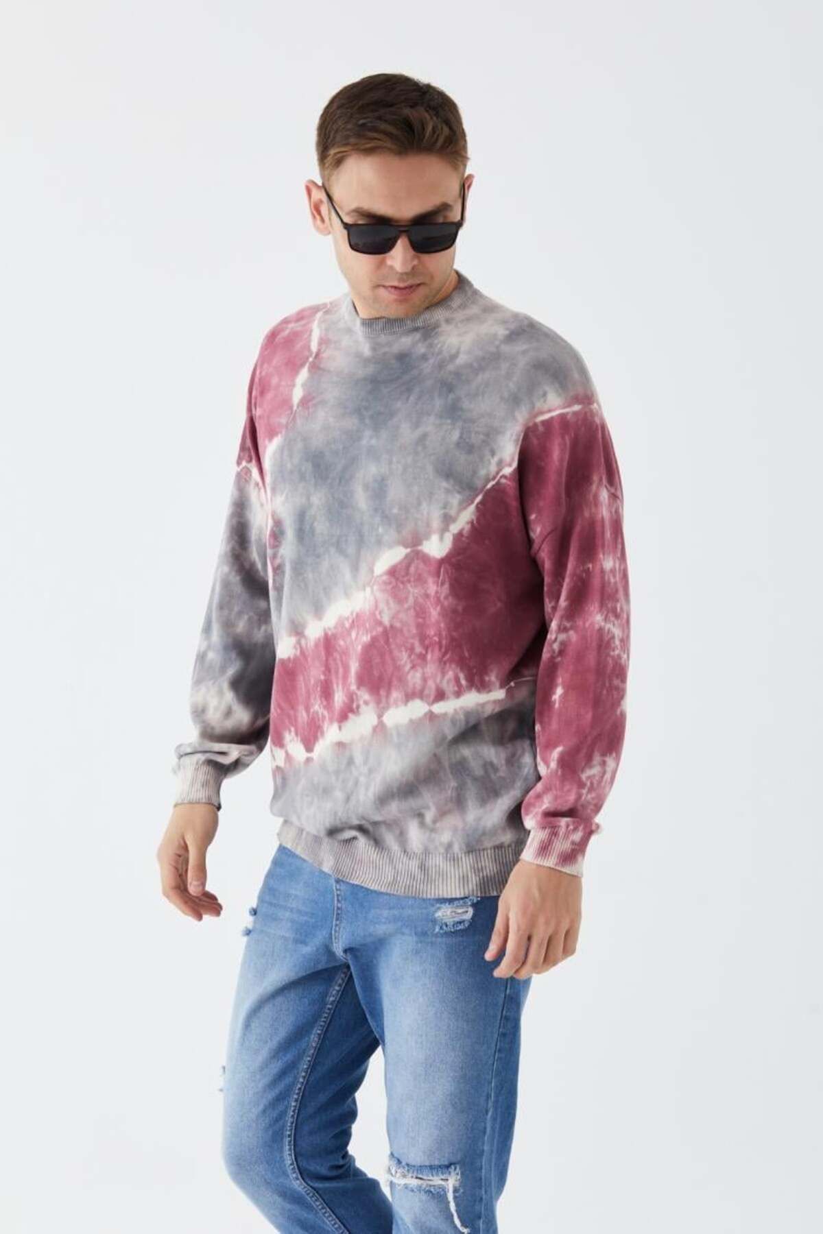 Alp-Cotton-Acrylic Tie-Dye Patterned Sweater 4