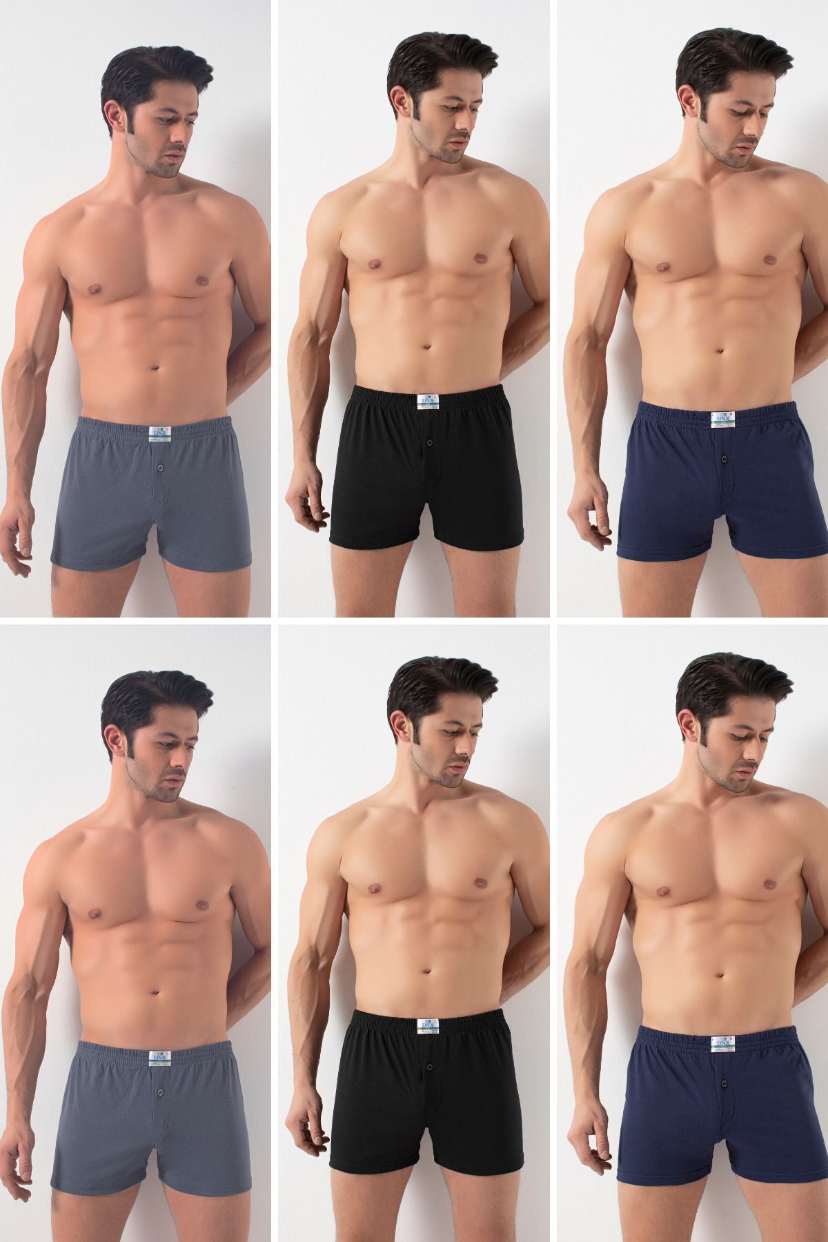 DONEX-Men's Curling Waist Cotton Boxers - Pack of 6 2302 2