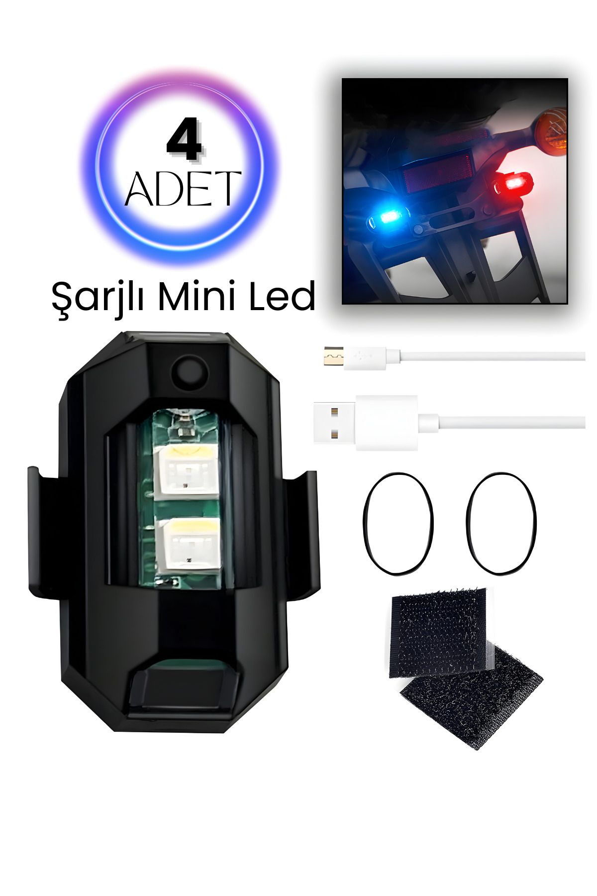 Wair Teknoloji 4 Adet Şarjlı Mini Led Işık/motor Çakar Led/drone Işığı/anti Çarpışma Uyarı Işığı