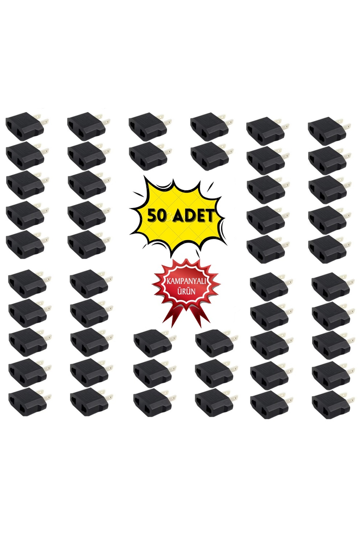 Avrupa Amerikan Priz Dönüştürücü Türk Amerikan Fiş Adaptörü Fiş Çevirici 2 Pinli Uç Abd Plug 50 Adet