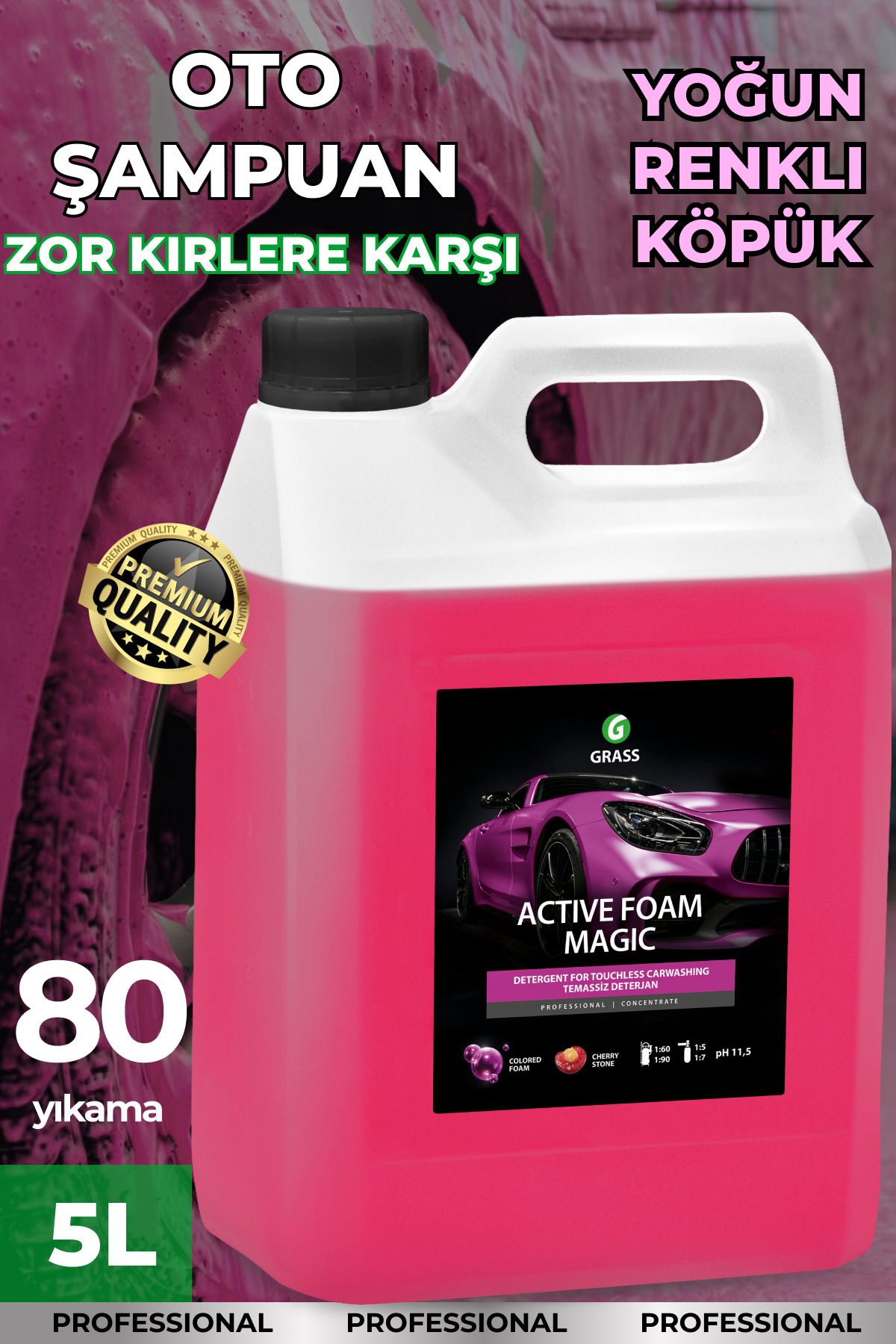 GRASS Active Foam Magıc 6kg Renkli Köpük Fırçasız Oto Yıkama Şampuanı