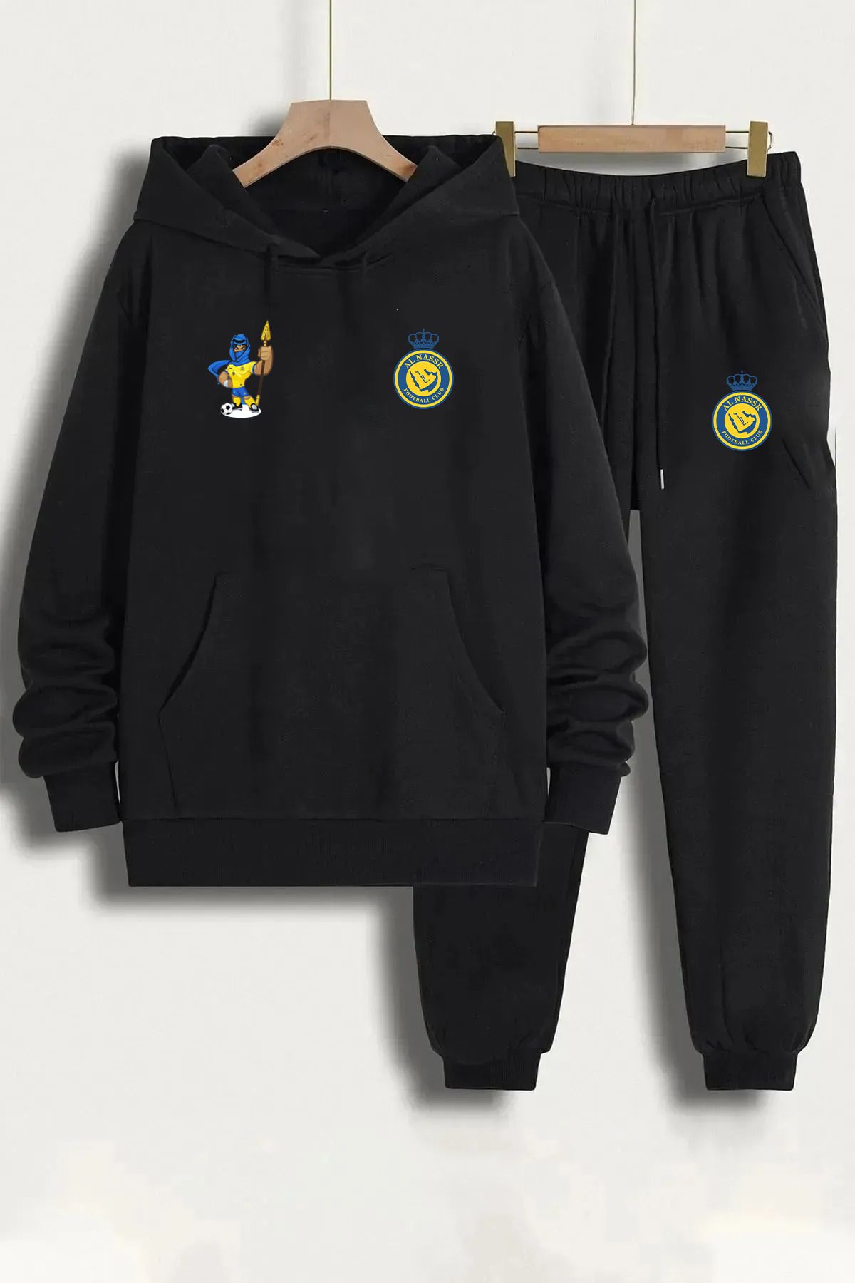 Pisa Art Al Nassr Taraftar Suudi Arabistan Özel Tasarım Kapşonlu Sweatshirt & Eşofman Altı 2'li Kombin