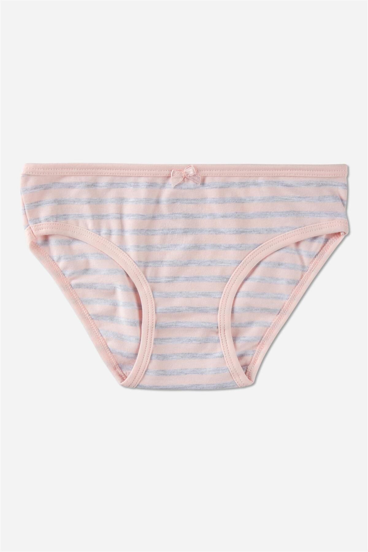 BAYKAR-Chiloți de bikini pentru fete, din bumbac, cu imprimeu colorat, cu detaliu fundă, pachet de 3 roz 5