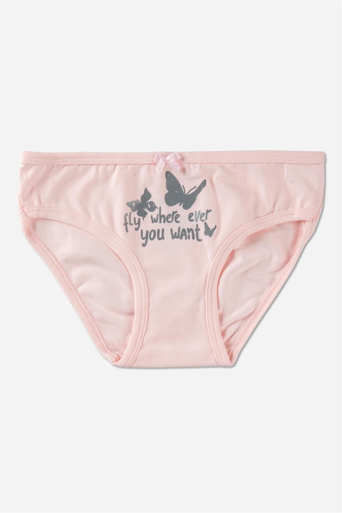 BAYKAR-Chiloți de bikini pentru fete, din bumbac, cu imprimeu colorat, cu detaliu fundă, pachet de 3 roz 3