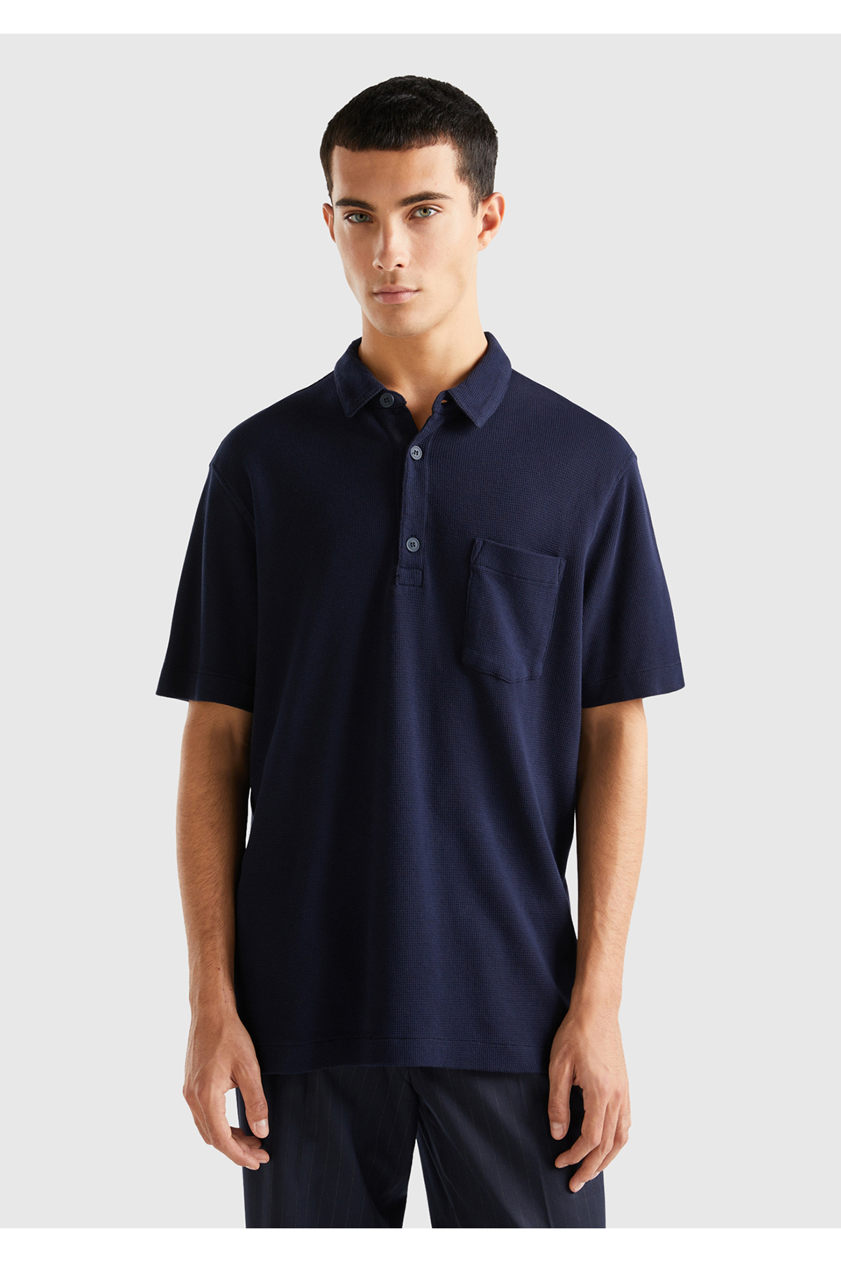 یونایتد کالرز آو بنتون تی‌شرت مردانه یقه گرد طرح پولو، ۱۰۰٪ پنبه، سرمه‌ای، آبی نفتی