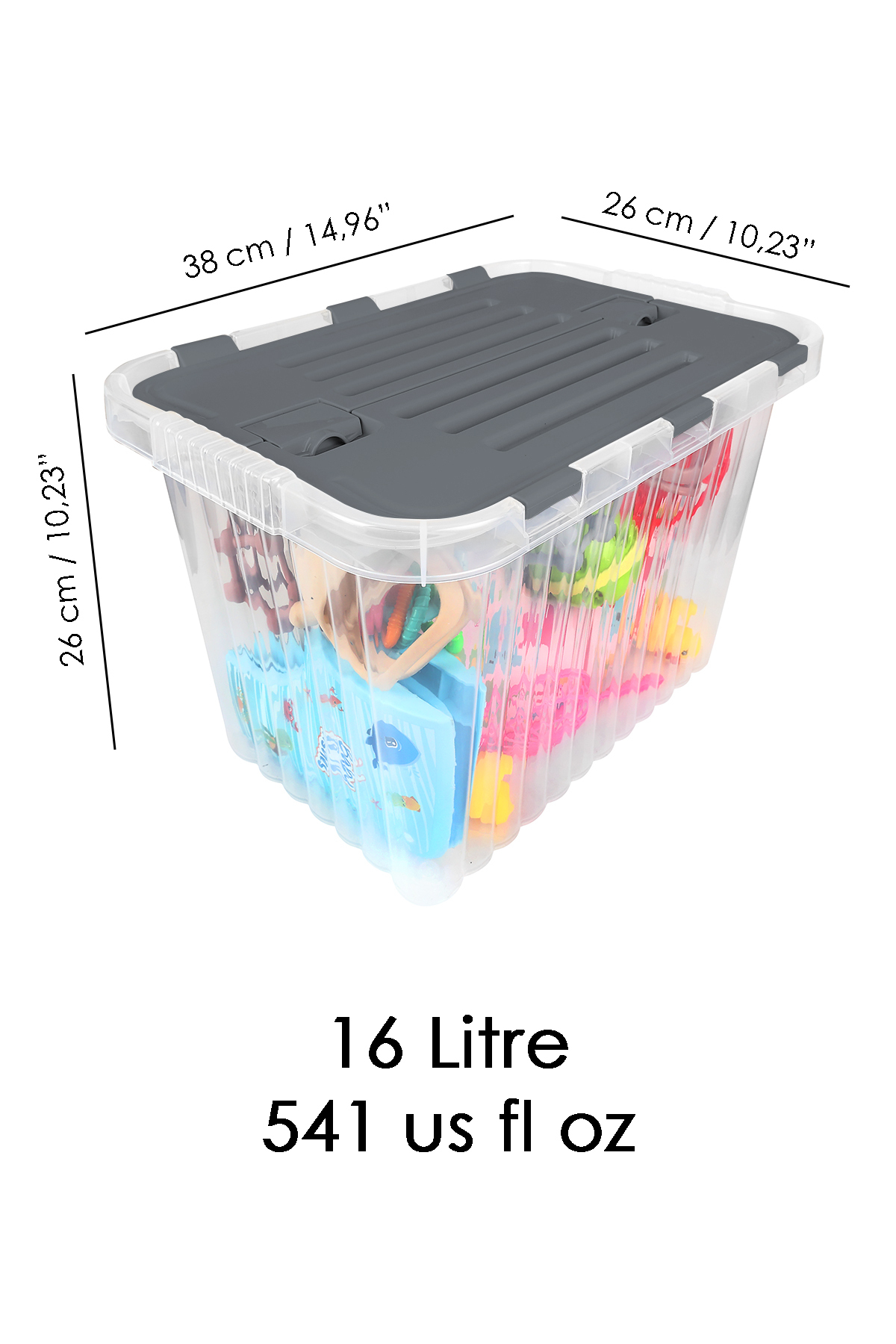 Meleni Baby Kilitli Kapak Oyuncak Kutusu - Bebek Çocuk Odası Düzenleyici - Çok Amaçlı Organizer - 16 Lt Antrasit fotoğrafı 7 (önizleme)