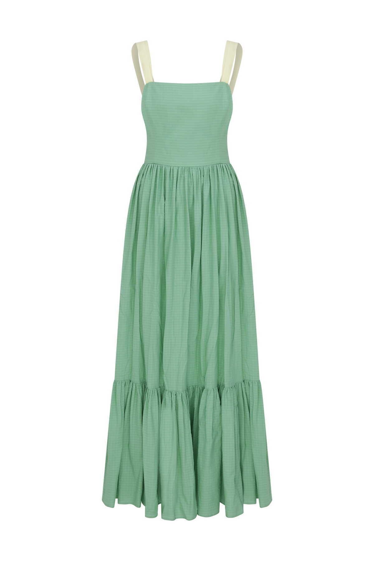 Roman-Strappy Pleated Long Dress Green Y2211050_012 4