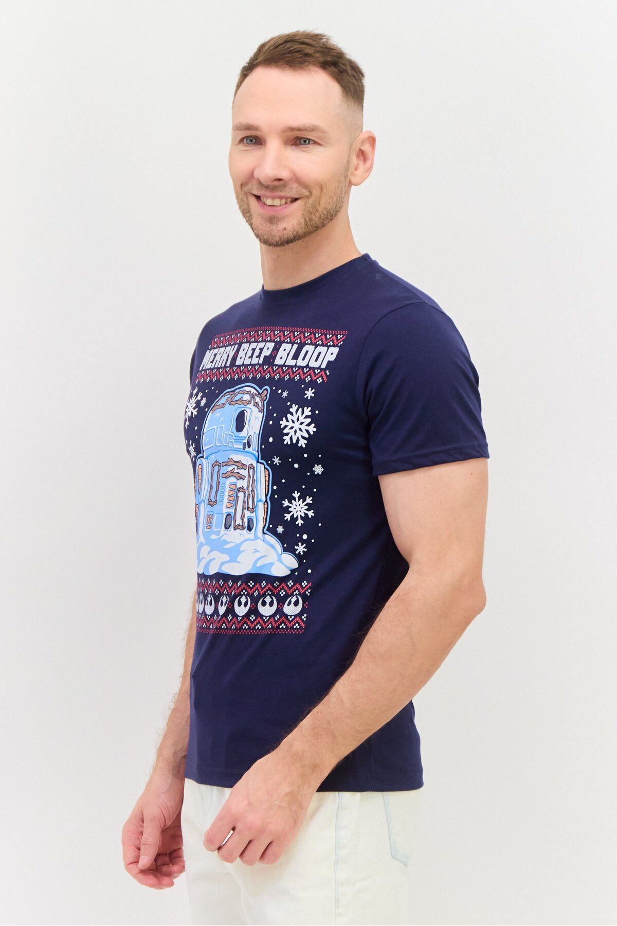 Funko-Men Star Wars R2-D2 Crew Neck Short Sleeves T-Shirt, Navy 2