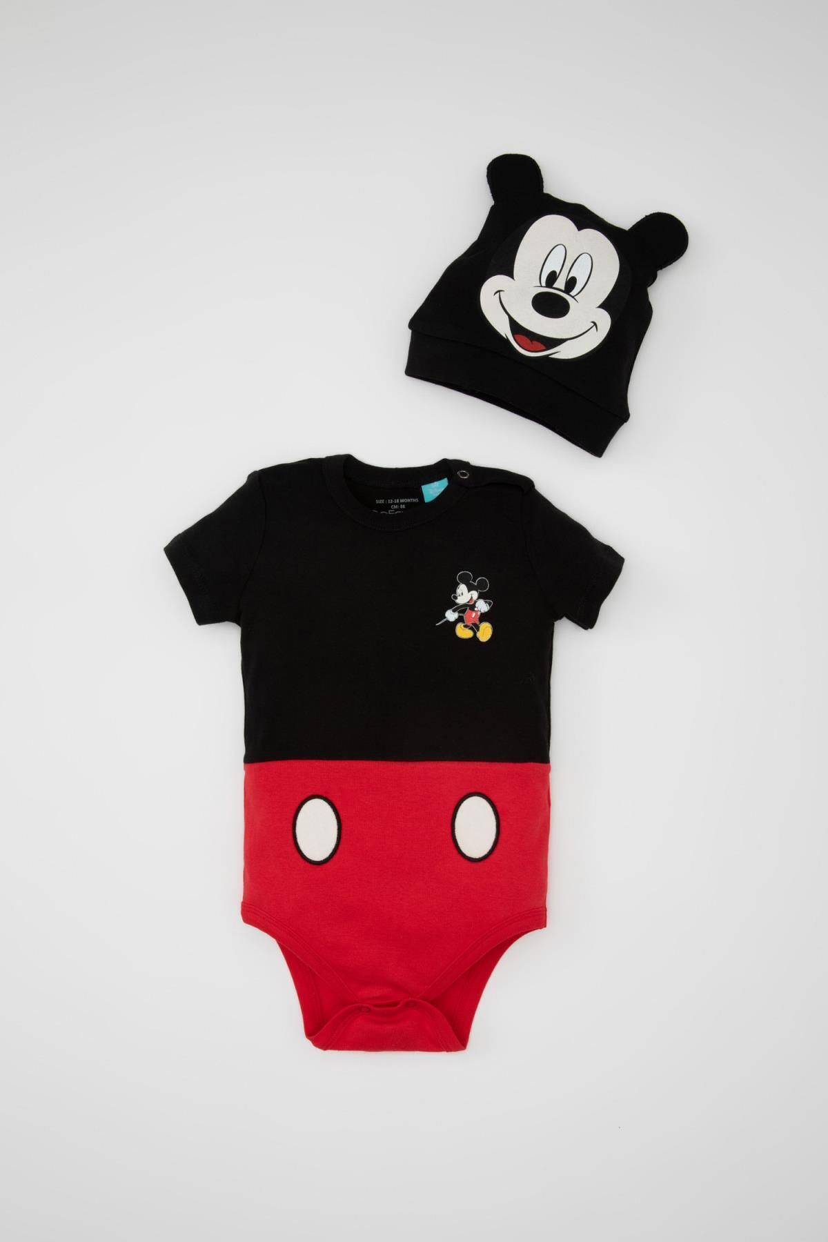 DeFacto Disney Mickey & Minnie Gemusterter Baby-jungen-body – 2er-set Mit Umschlagkragen, Gerippt, Kurzen Ärmeln Und Druckknöpfen für Herren - 24–36 Monate