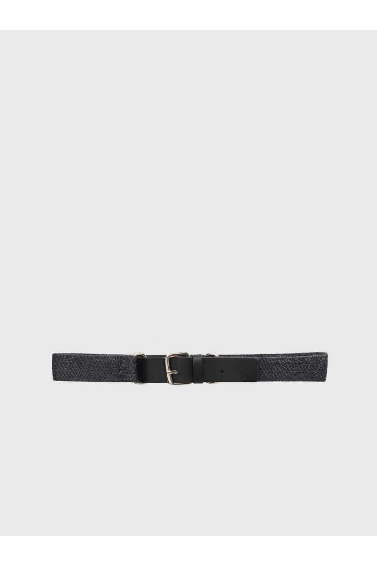 Roman-Buckle Detailed Fabric Belt Black K1982401_001 1