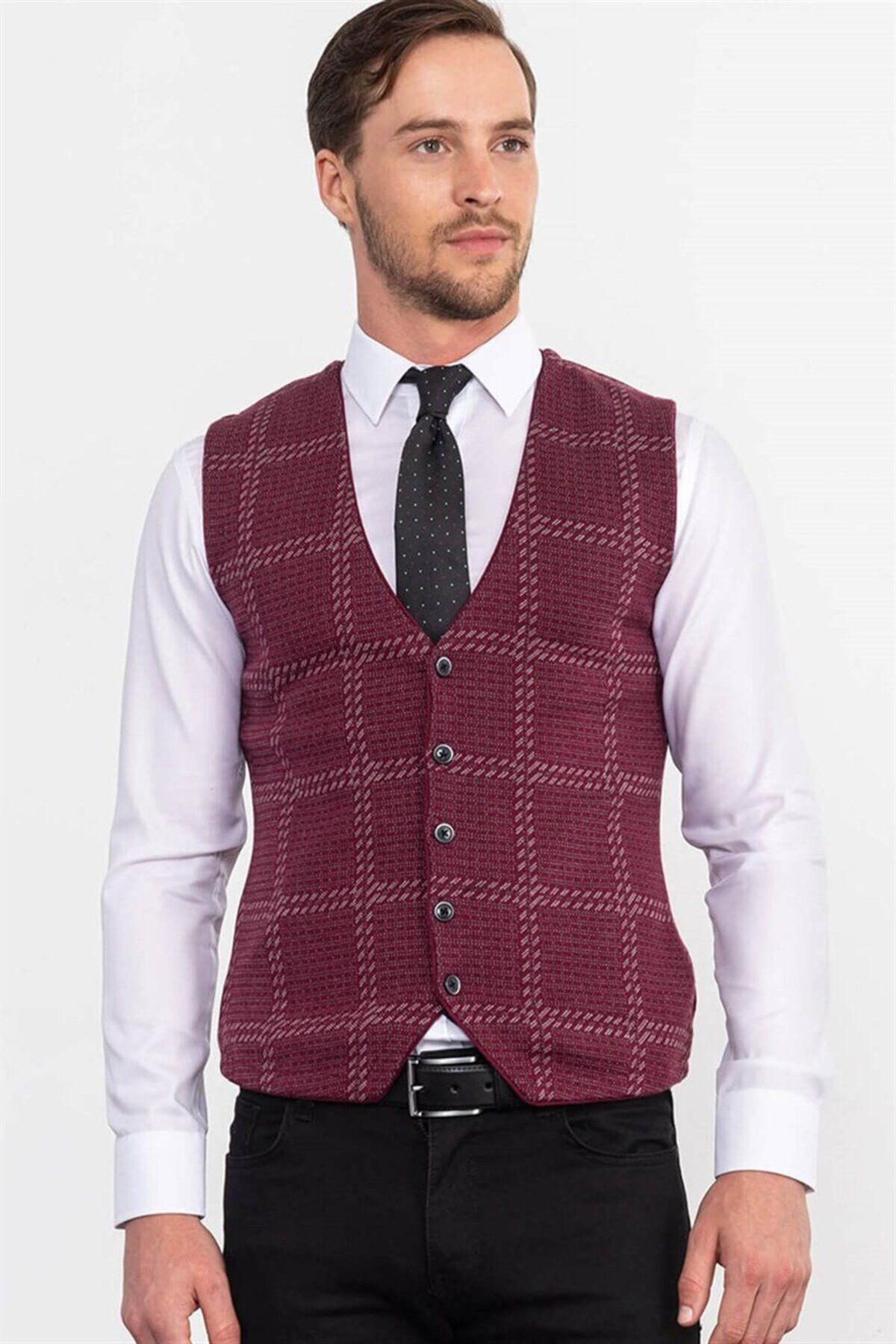 Tudors-Men's Slim Fit Slim Fit Claret Red Vest 1