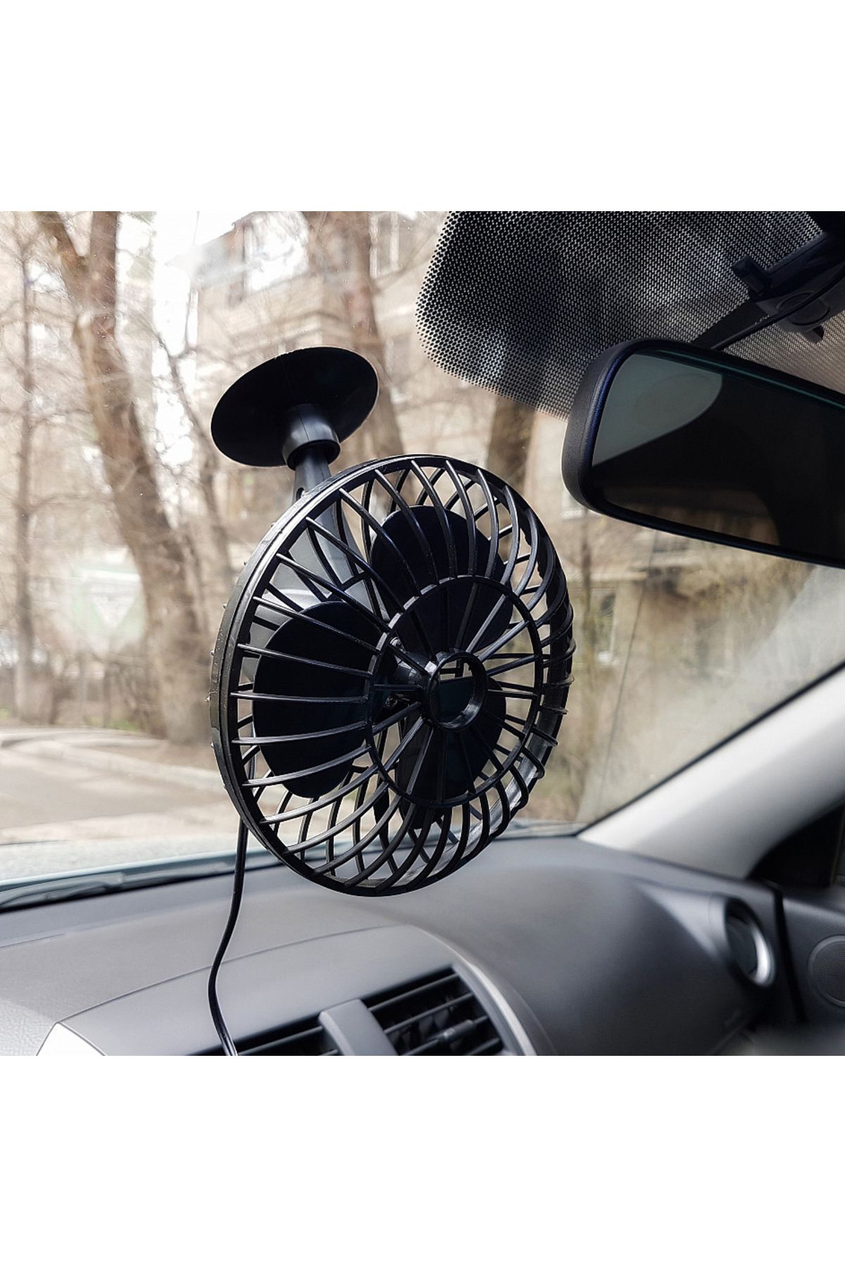 Mega Oto Market-5.5" 14 cm Mini Fan - In-Car 12V Suction Cup, Propeller Cigarette Lighter Port All a 4