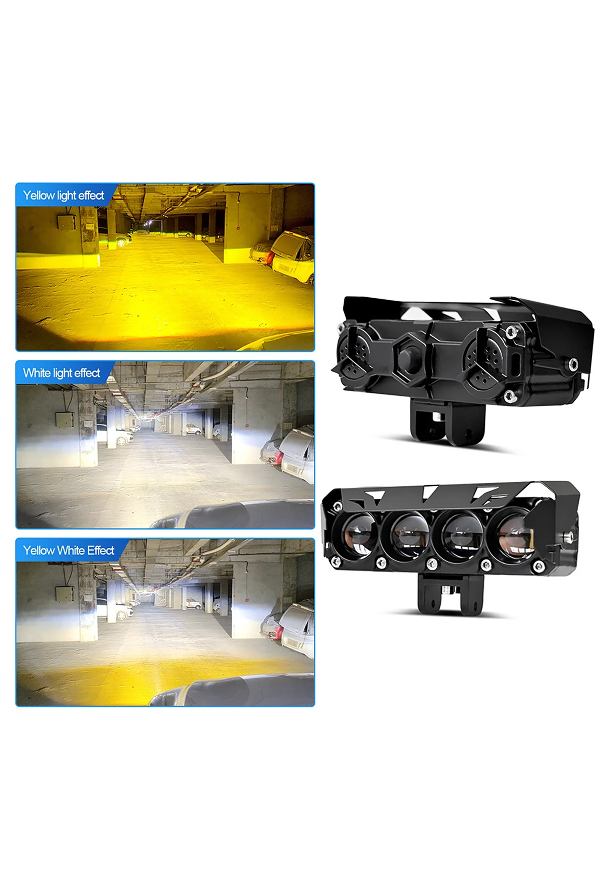 Mega Oto Market Led Spot Işık Ve Sarı Beyaz Projektör Lens 4 Gözlü
