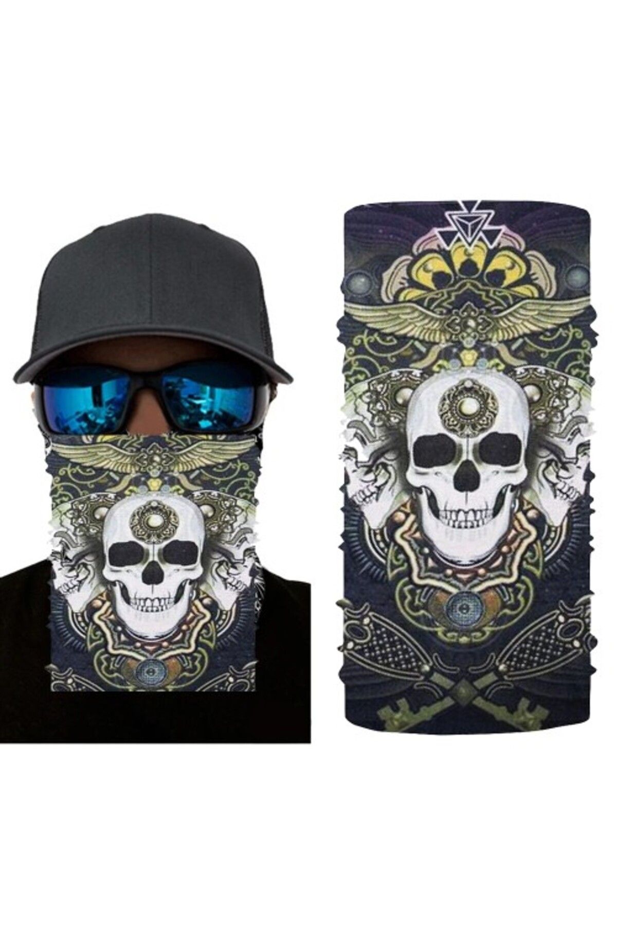 Acousticworld Bandana Buff Imprimata Craniu Alb-negru 28x45 Cm Unisex - One Size