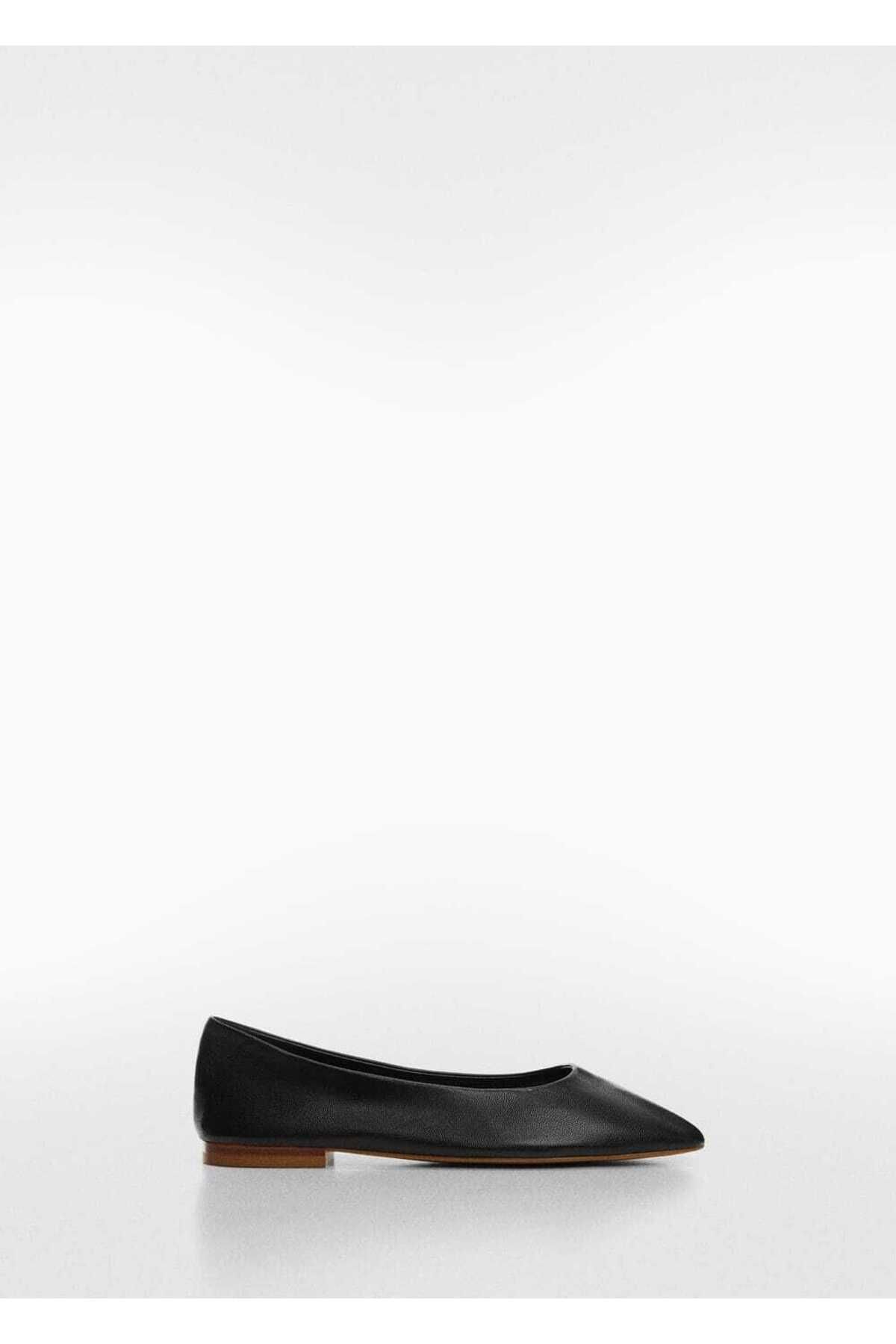 MANGO Woman-Leather Ballerinas 2