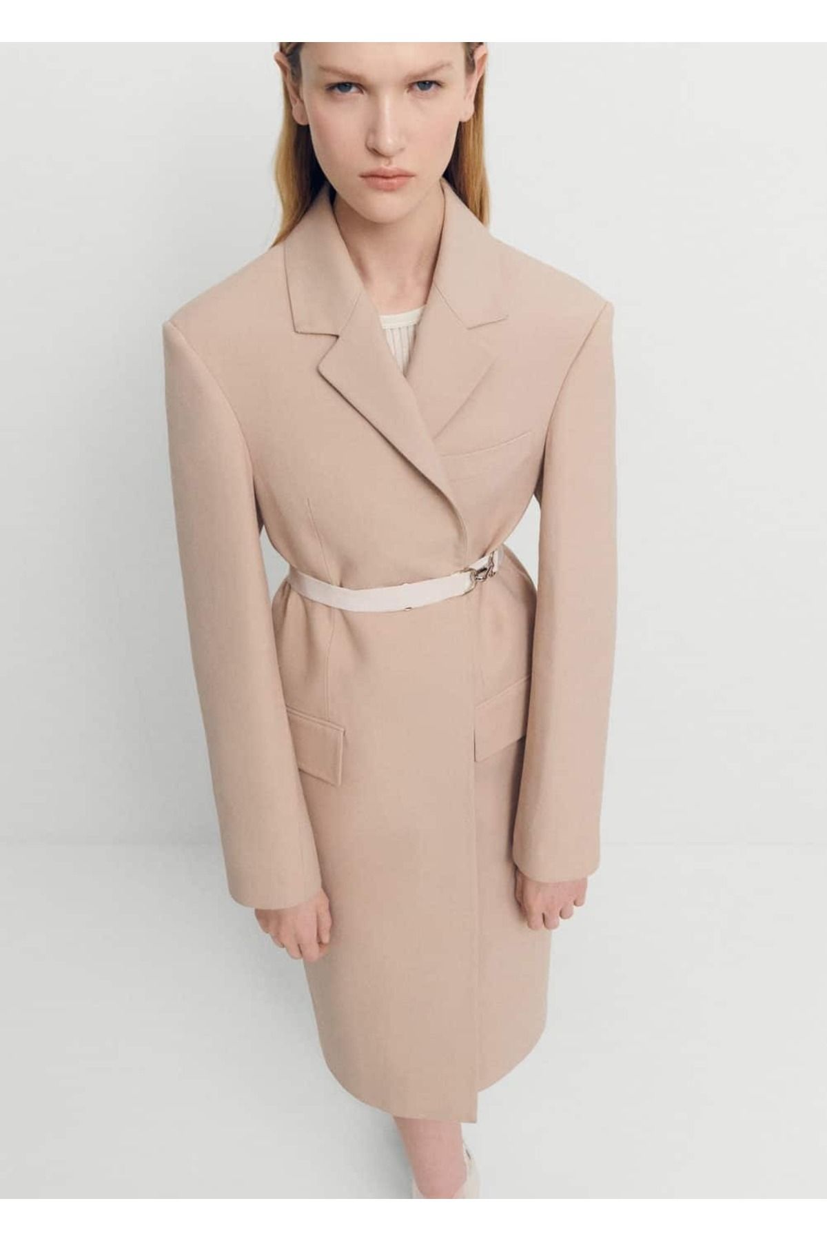 MANGO Woman-Belted, Molded Double Fabric Coat 1