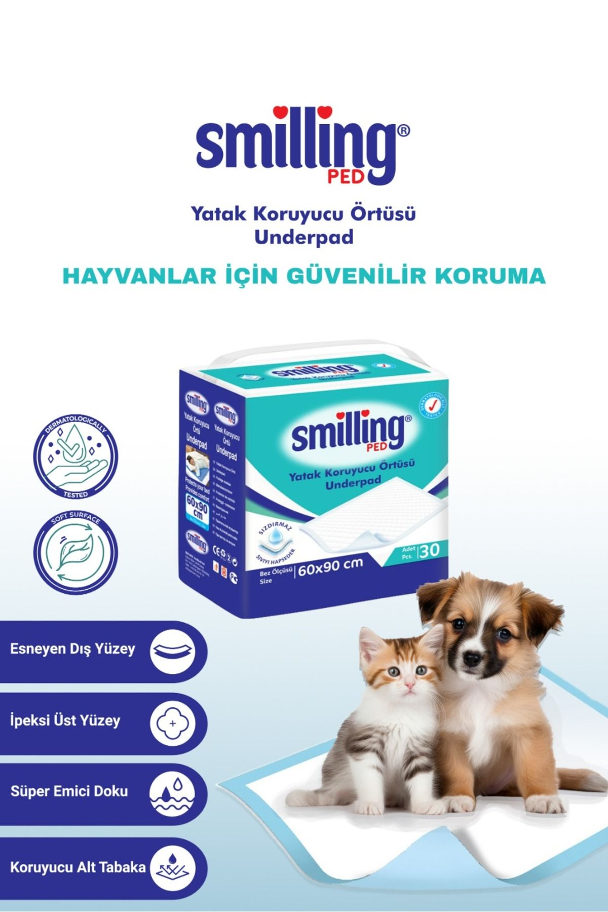 Smilling Pet Smilling Ped 60x90 Cm Kedi Köpek Çiş Pedi 30 Adet ( 39-40 Gr)