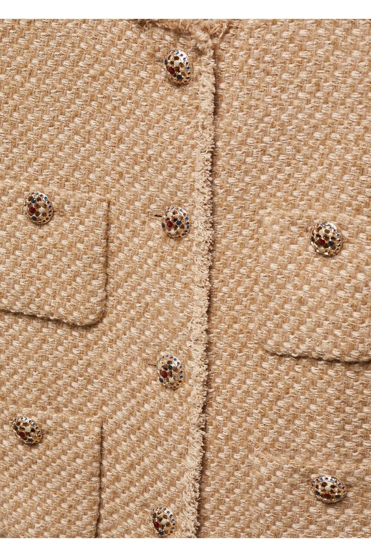 MANGO Woman-Tweed jacket with stones on buttons 7