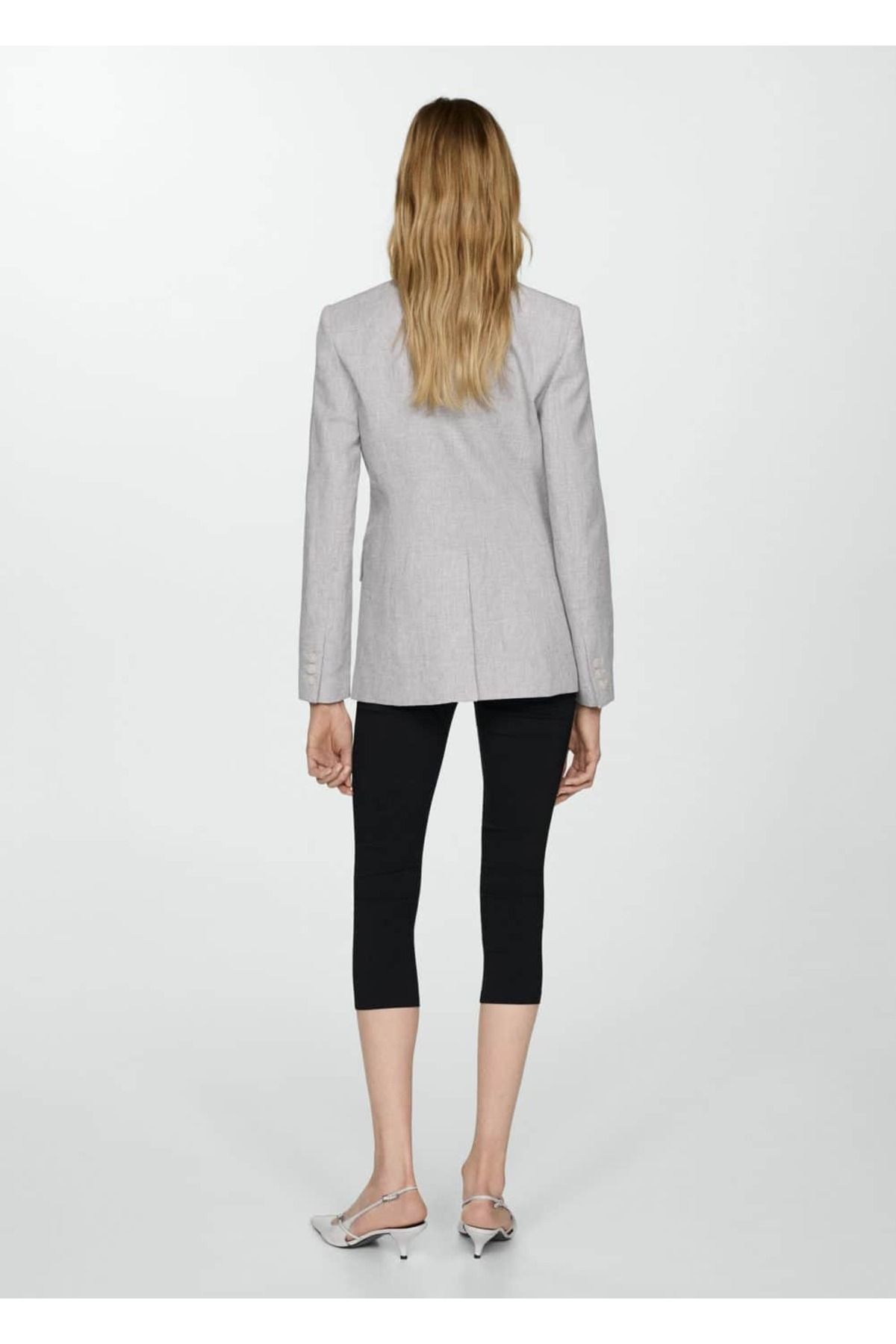 MANGO Woman-Jachetă Blazer din in - Model Houndstooth 4