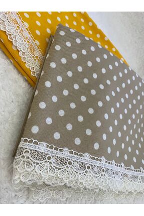 Home Masa Örtüsü Leke Tutmaz ,puantiye Desenli, Bej Beyaz ,sofra Bezi, Piknik...