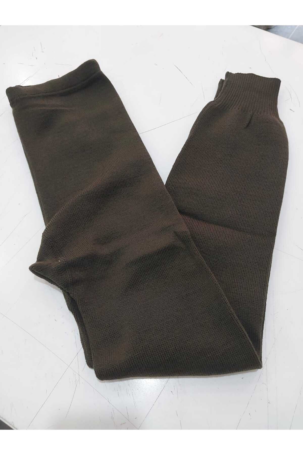 aryam butik-Unisex Winter Wool Thick Leggings Underwear - Khaki 2