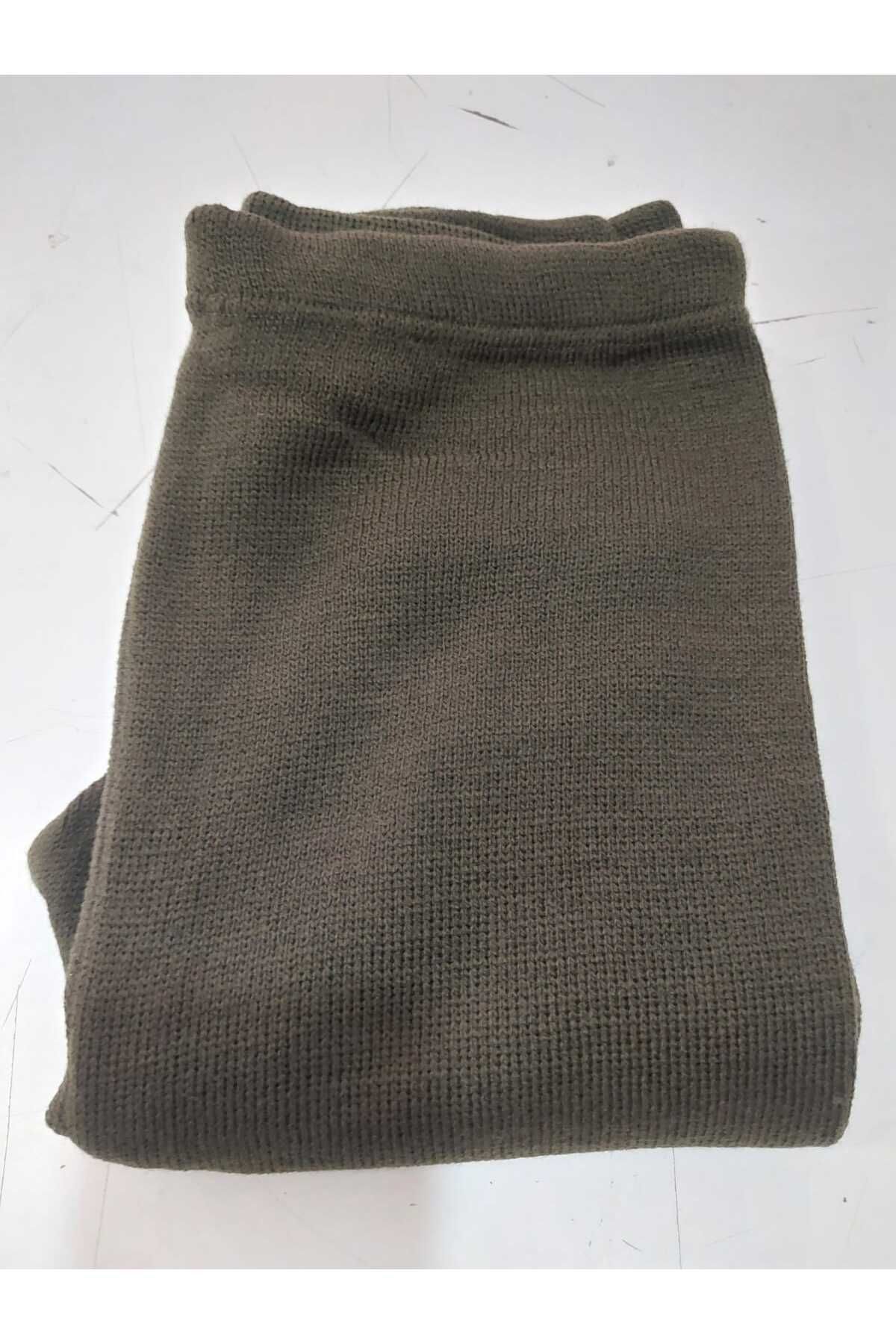 aryam butik-Unisex Winter Wool Thick Leggings Underwear - Khaki 3