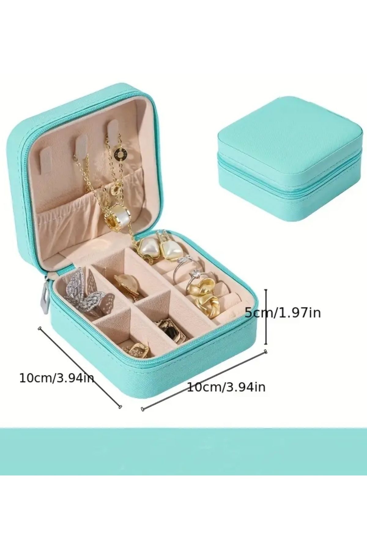 zyc-Mini Jewelry Jewelry Box - Necklace, Ring, Earring Organizer Travel Jewelry Case 3