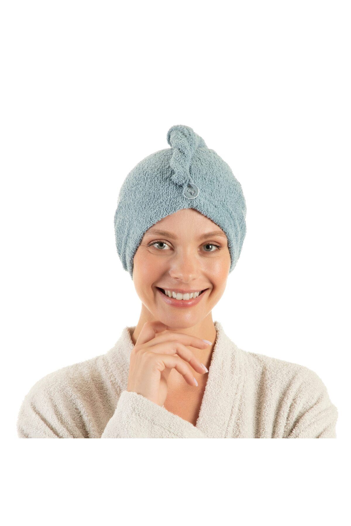 English Home-%100 Türk Pamuğu Saç Turban Havlusu, Düğmeli Turban Havlusu 3