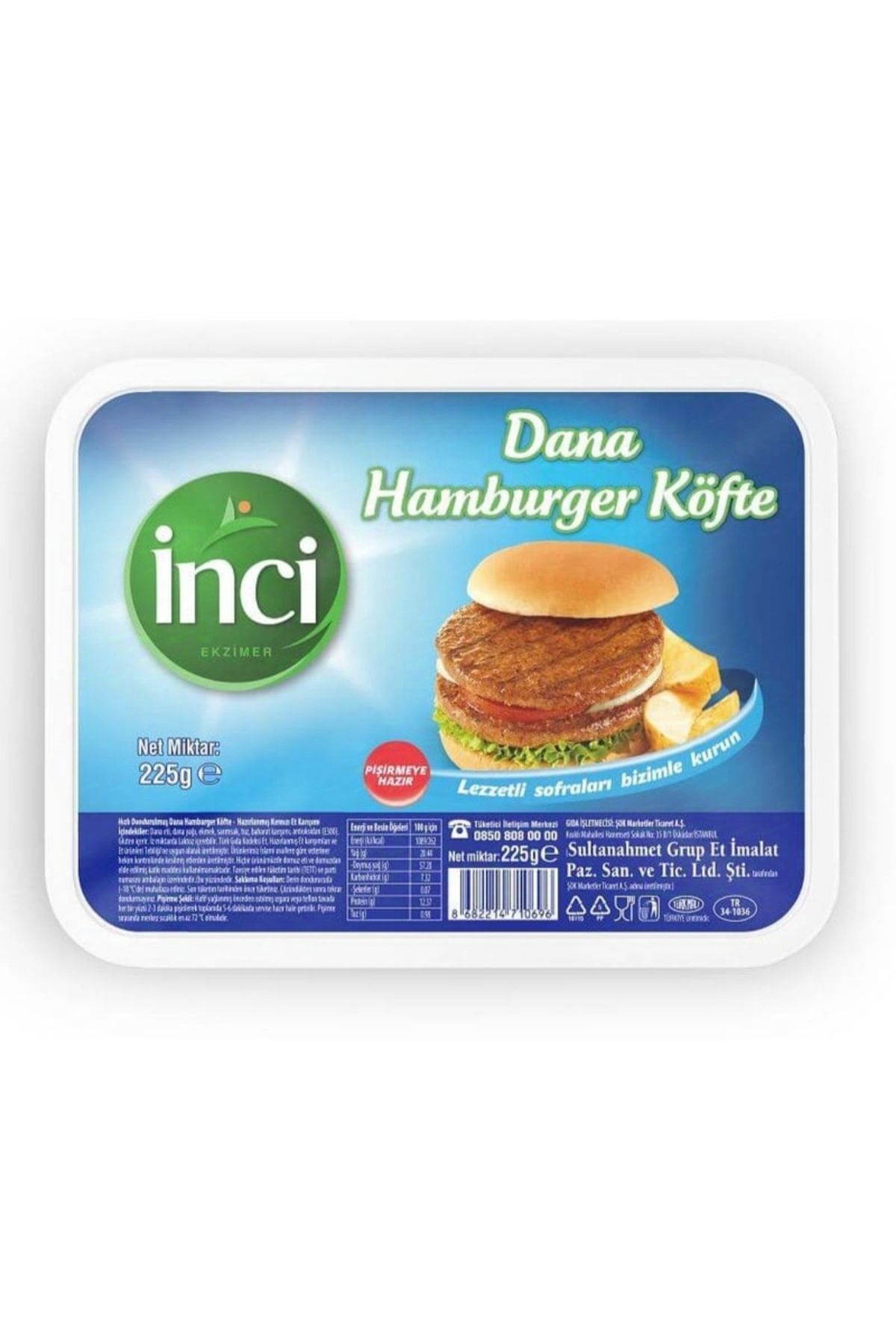 İnci Dana hamburger köfte 225 Gr