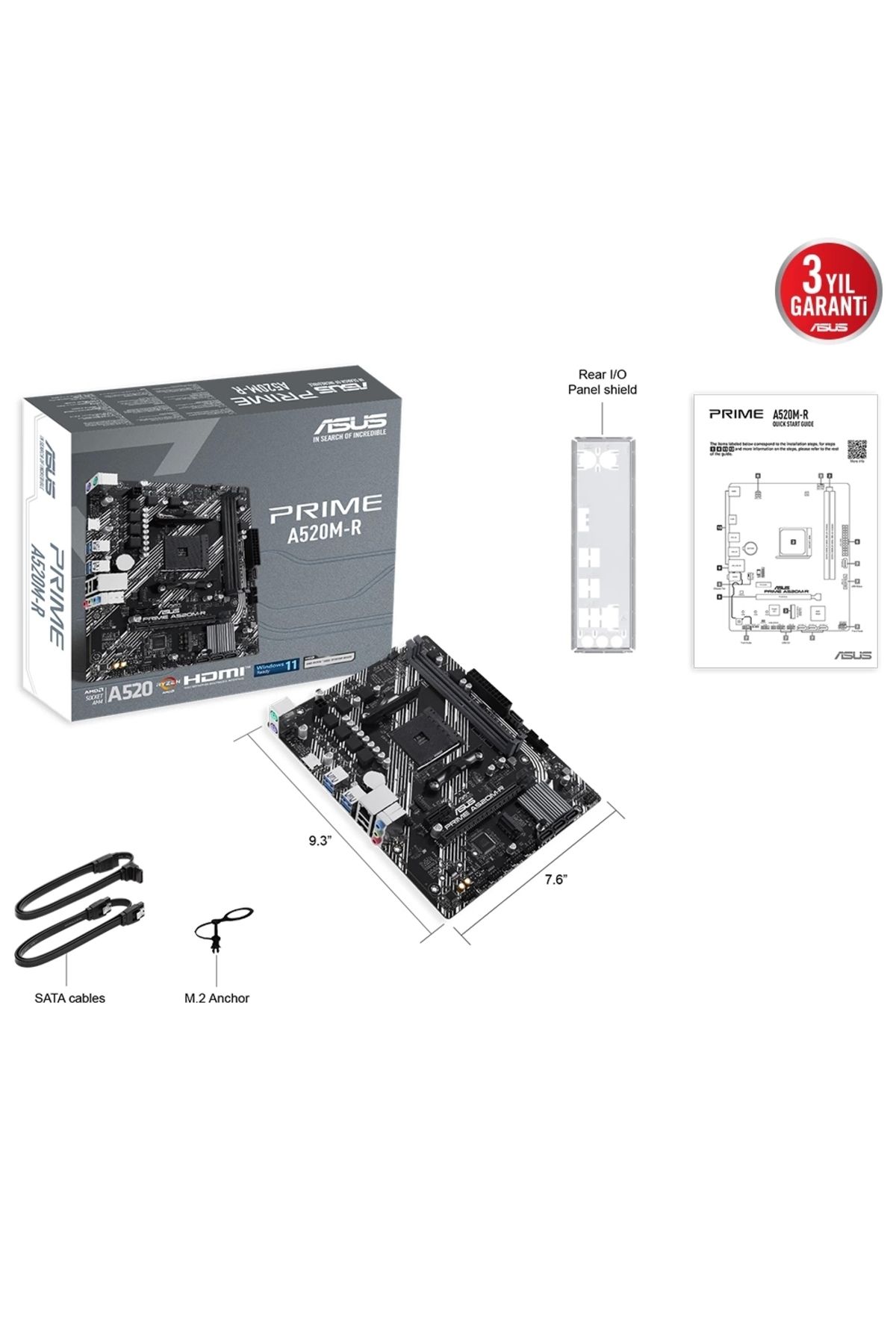 ASUS-Prime A520M-R Ddr4 5100Mhz (Oc) M.2 Am4 Matx Motherboard 8