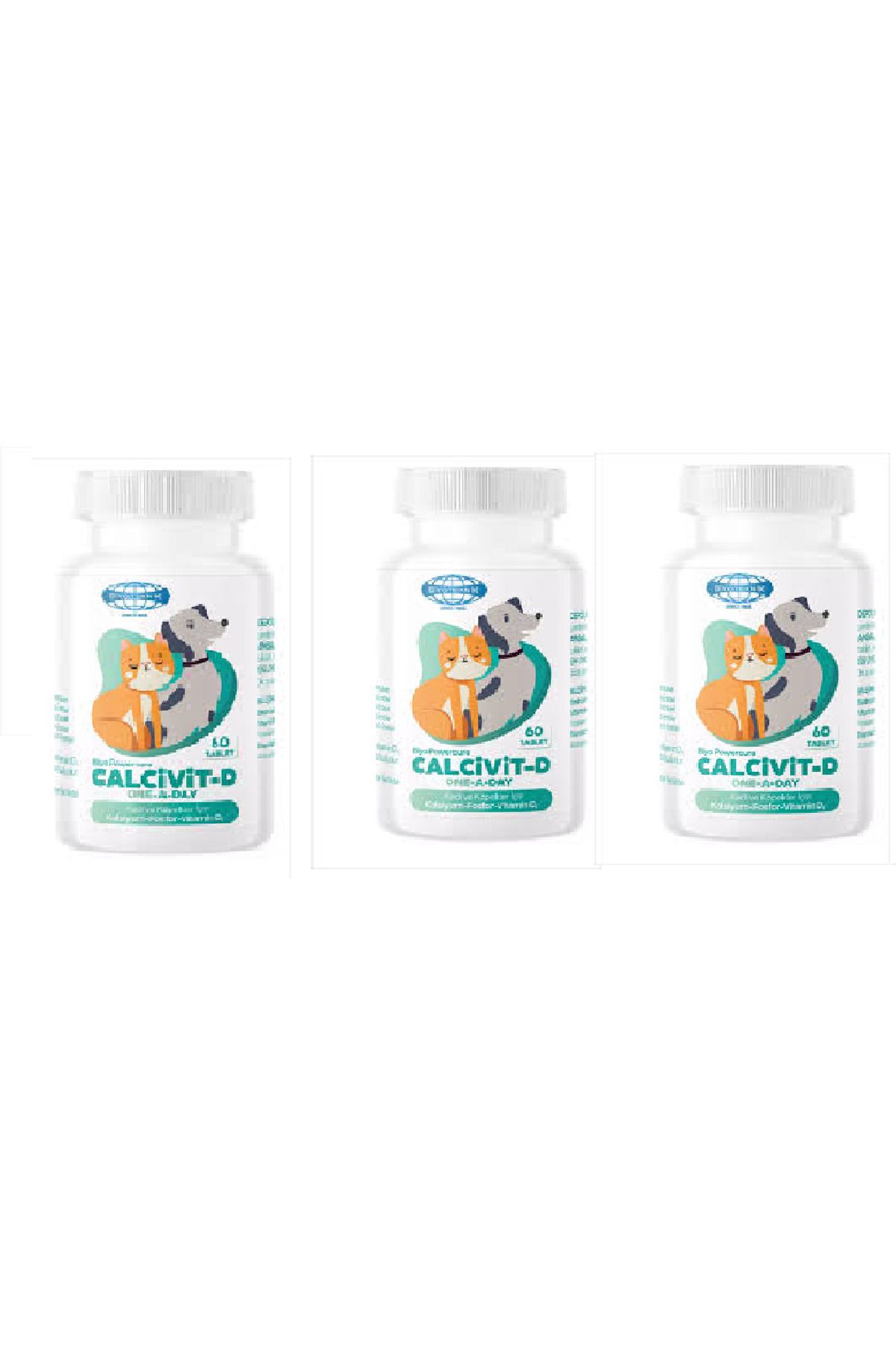 Biyoteknik Calvit-D 60 tablet X 3 adet ( Kedi ve Köpekler İçin Kalsuyum Vitamin)